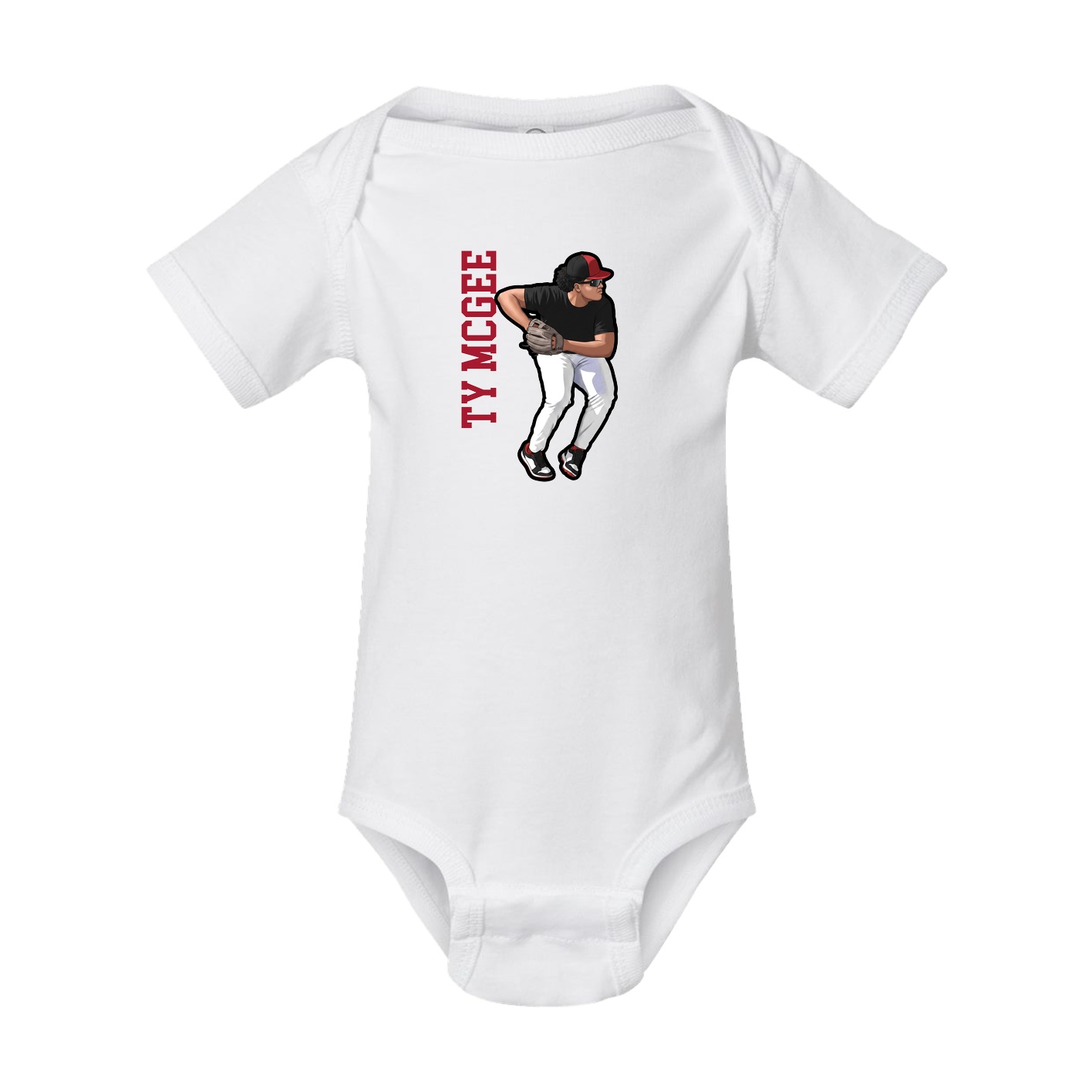 Baby Onesie — Name Vertical in White