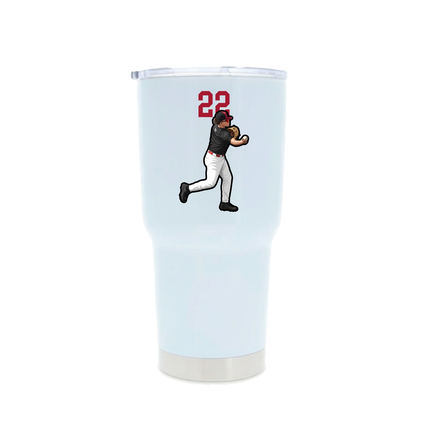30oz Stainless Steel Tumbler — Number Top in White