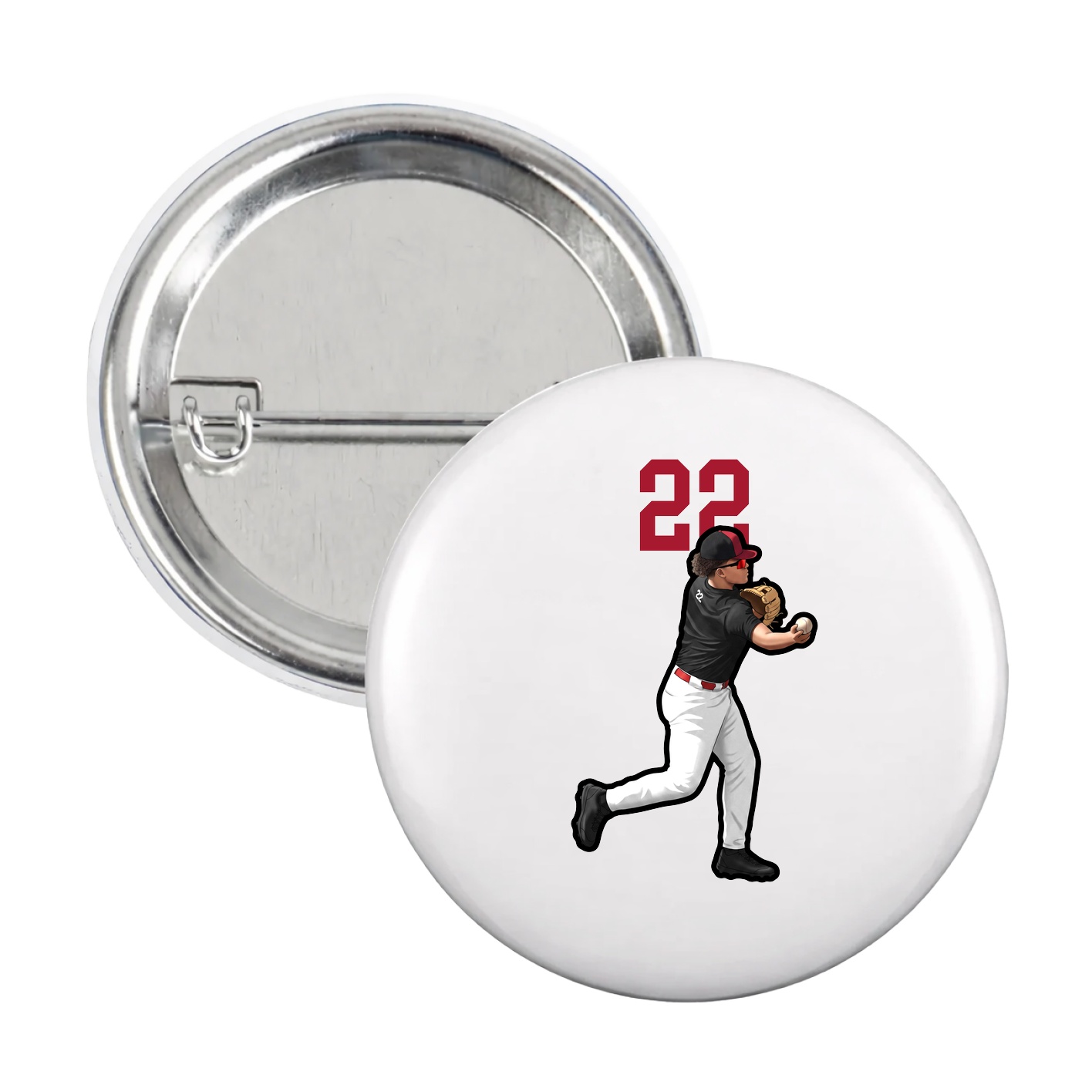 Game Day Button — Number Top in White