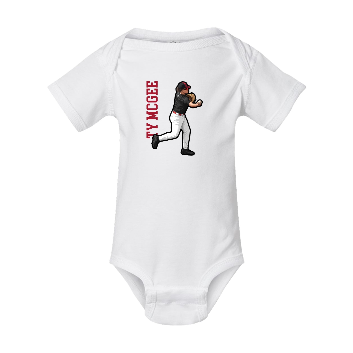 Baby Onesie — Name Vertical in White