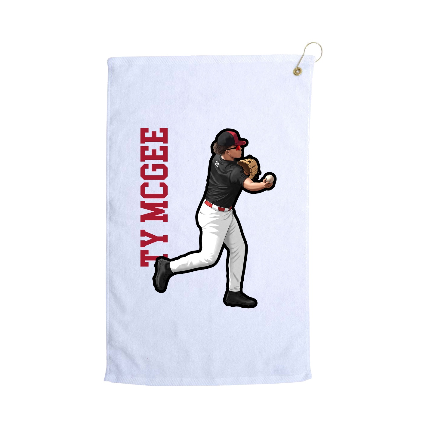 Golf Towel — Name Vertical in White