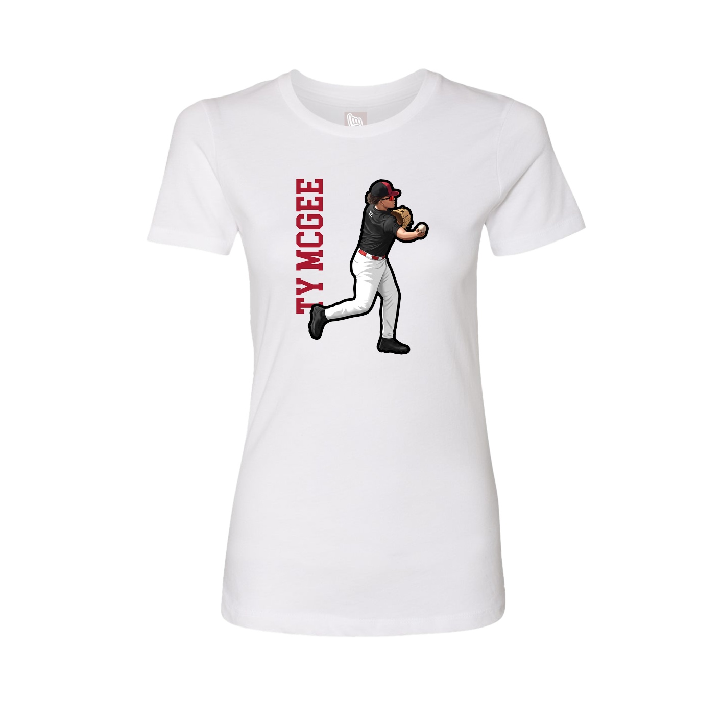 Fitted Women's Tee — Name Vertical in White