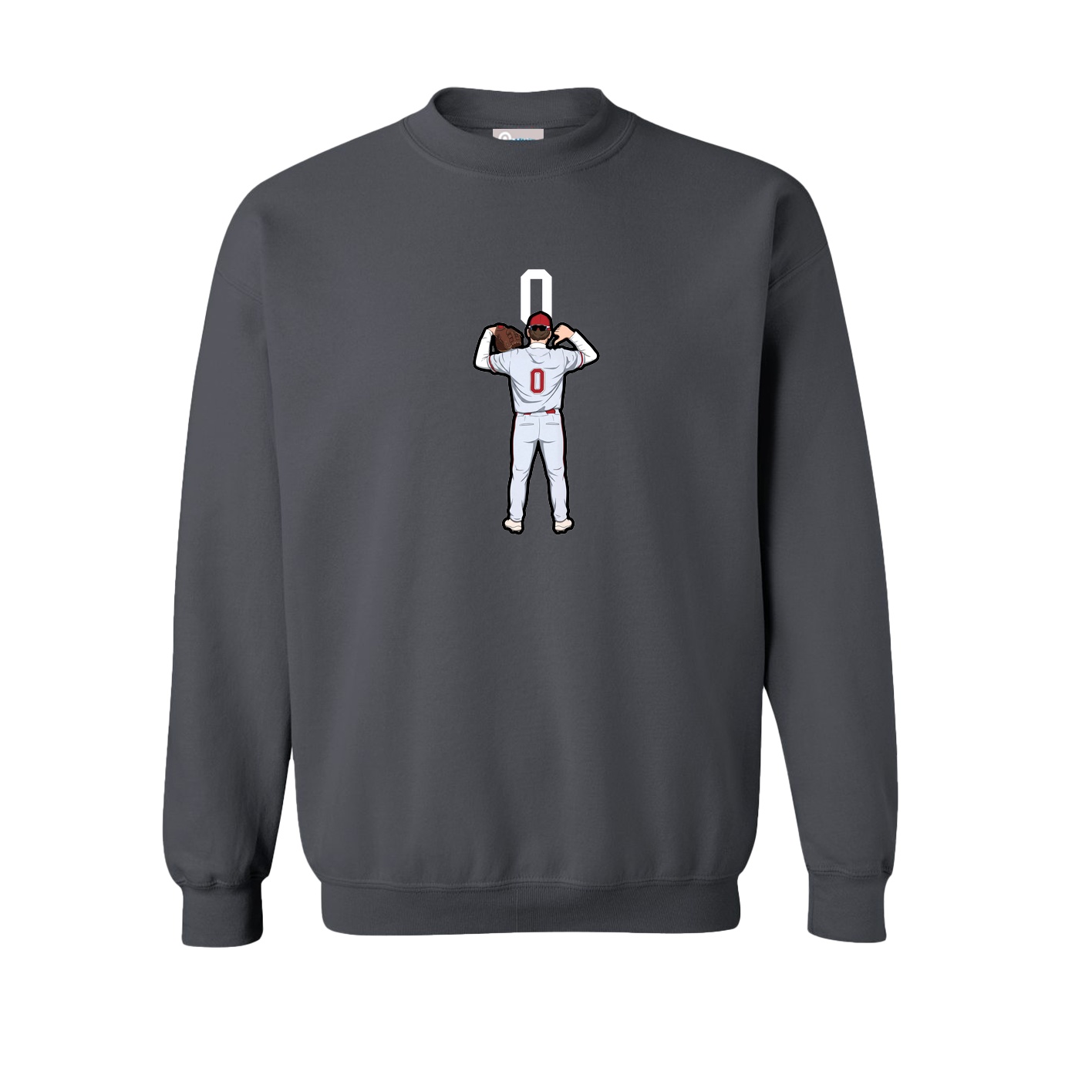 Fleece Crew — Number Top in Grey