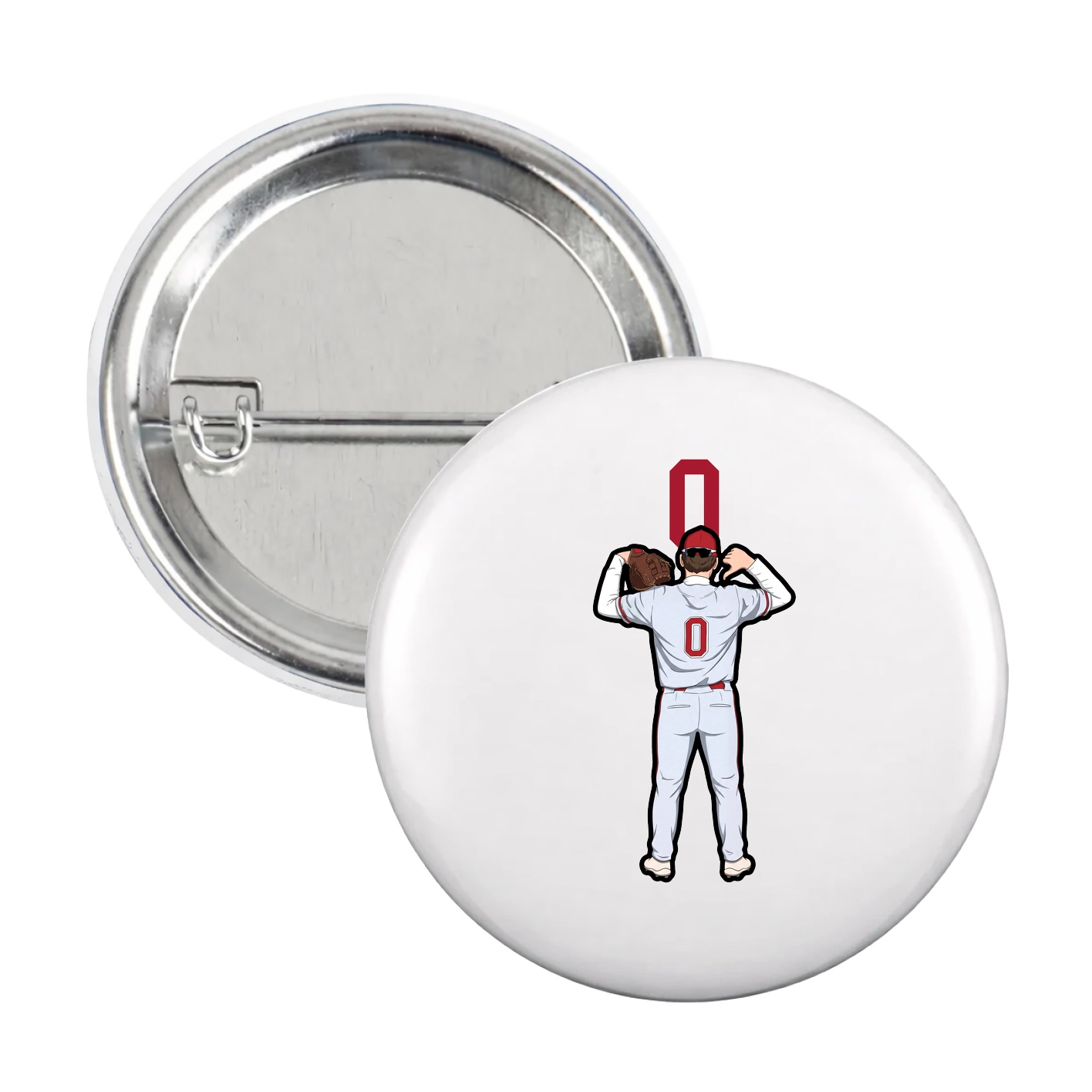 Game Day Button — Number Top in White