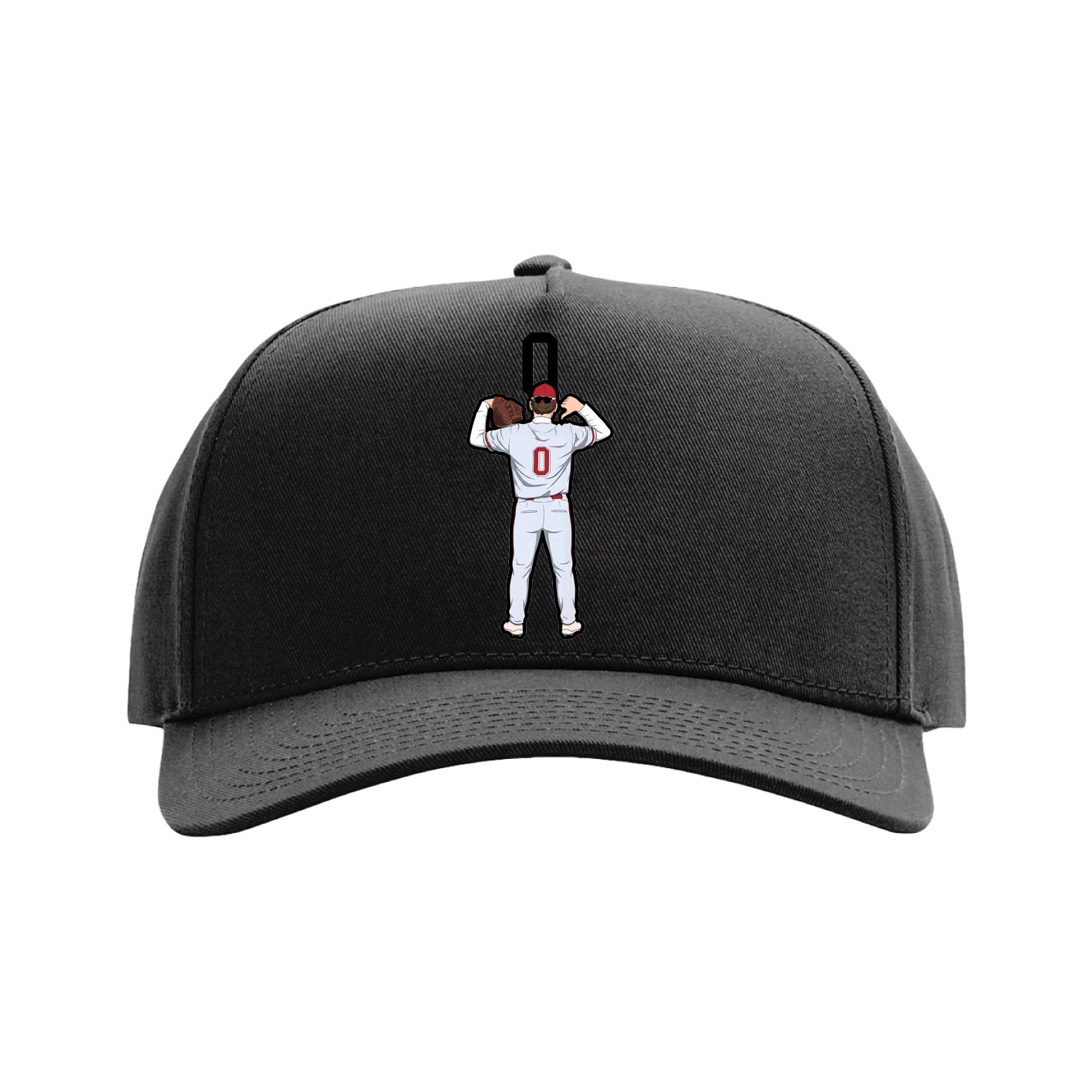 Full Fabric Five-Panel Champ Cap — Number Top in Black