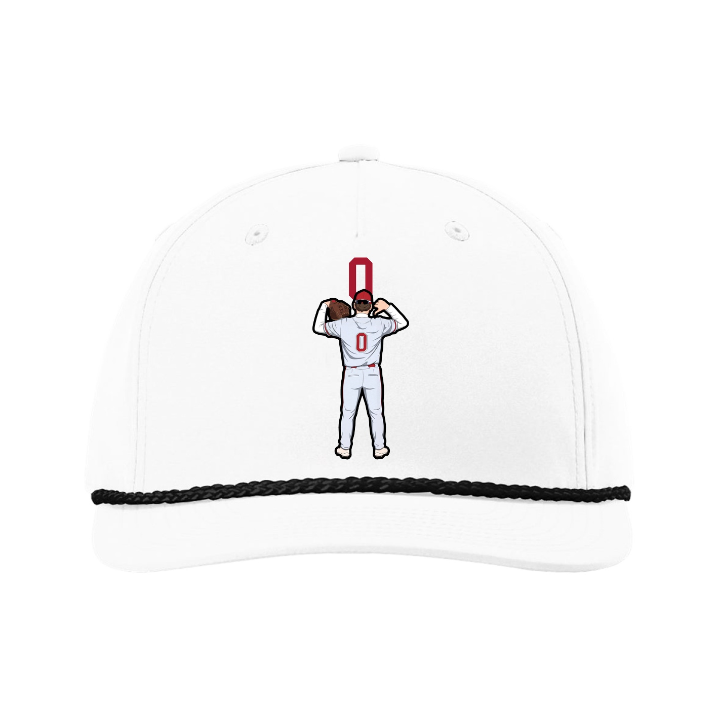 Five-Panel Classic Rope Cap — Number Top in White