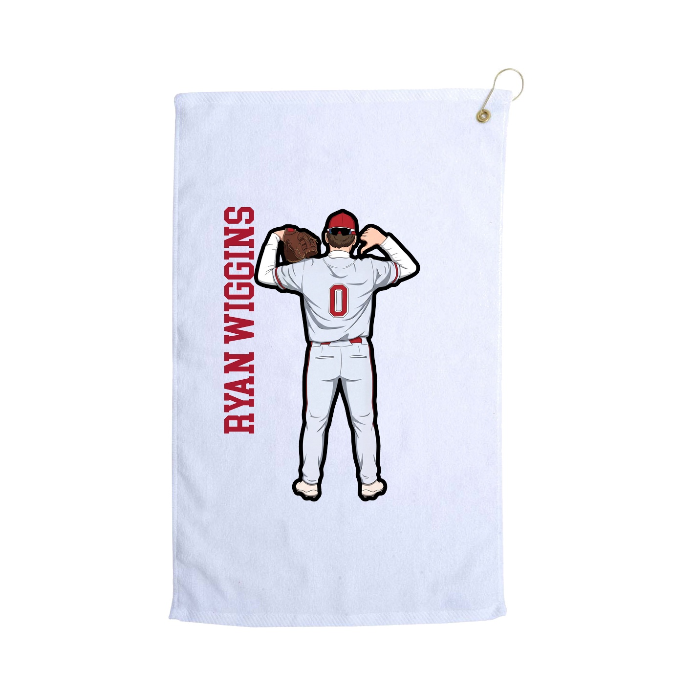 Golf Towel — Name Vertical in White