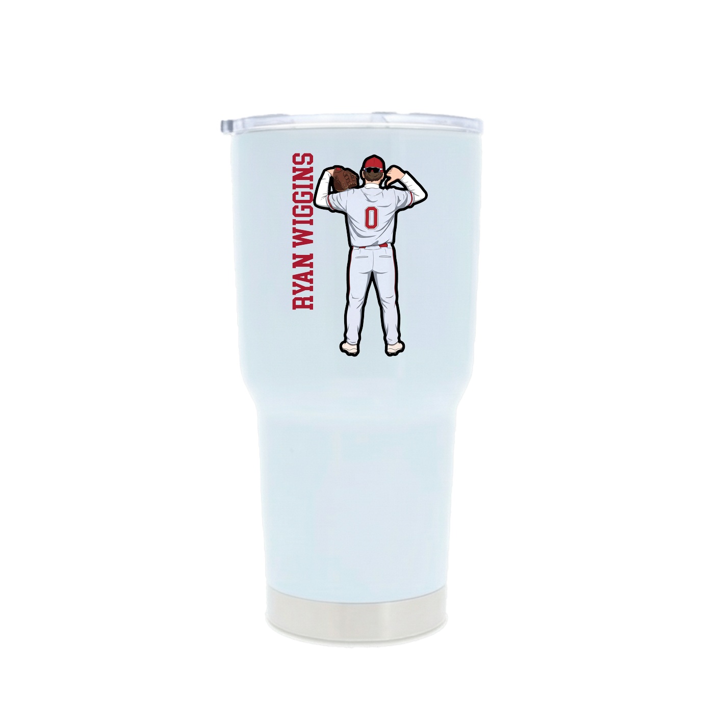 30oz Stainless Steel Tumbler — Name Vertical in White