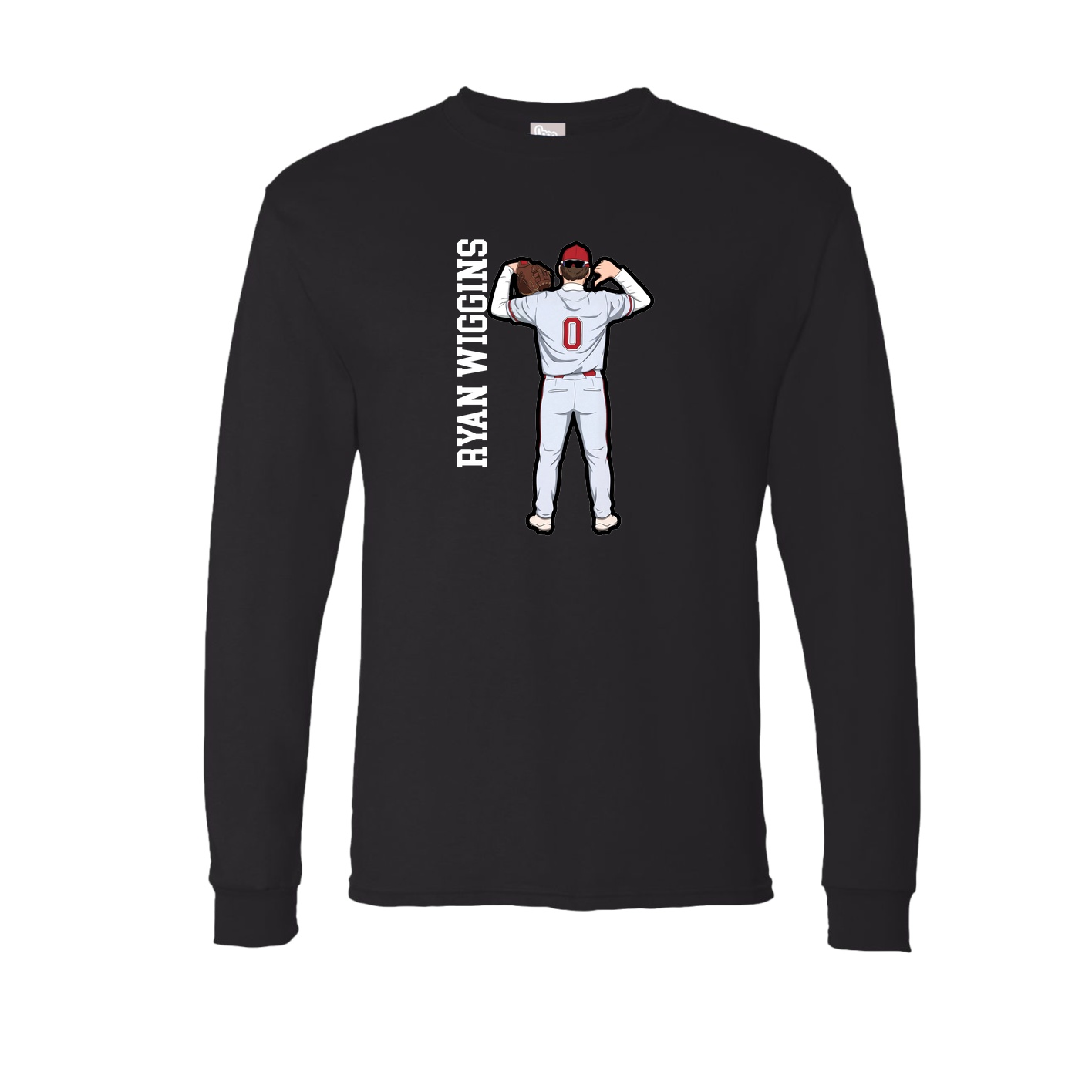 Long Sleeve Tee — Name Vertical in Black