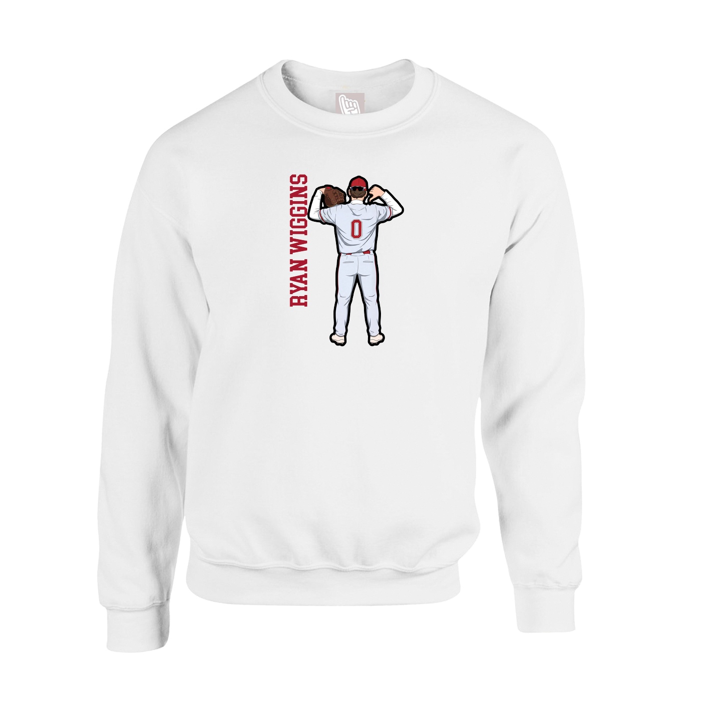 Fleece Crew — Name Vertical in White