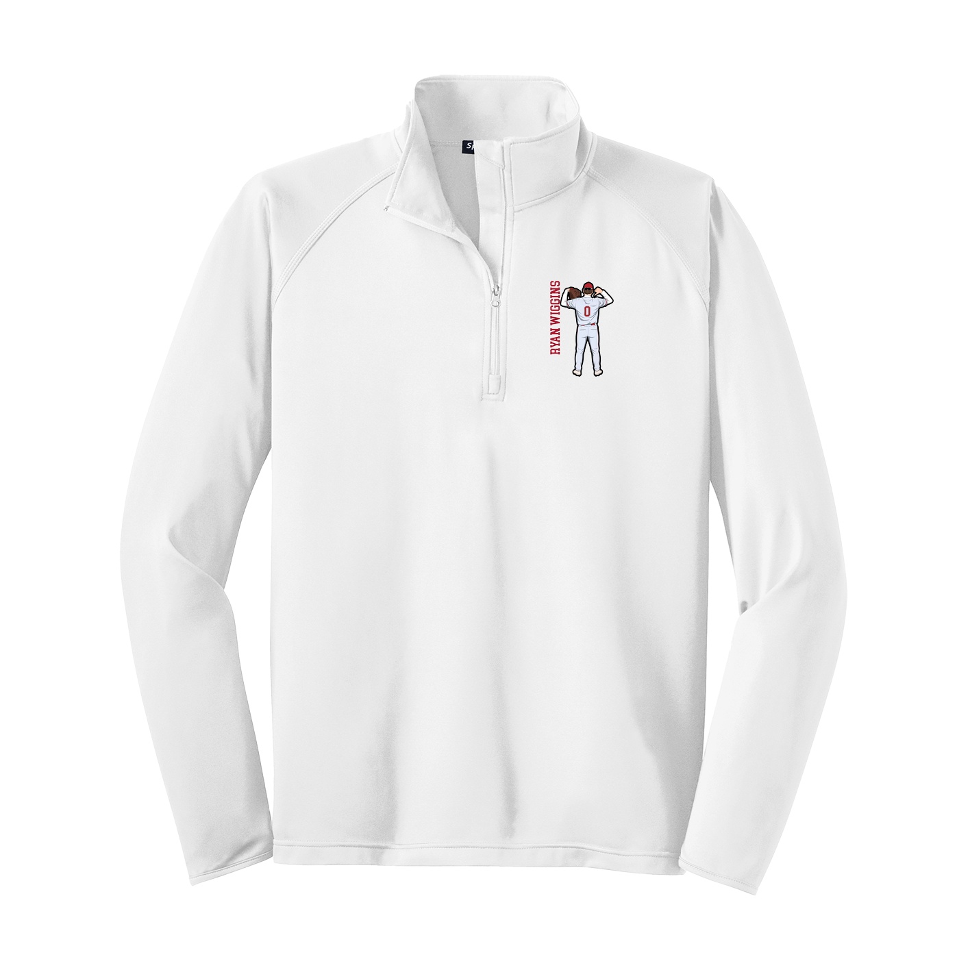 Q-Zip Pullover — Name Vertical in White