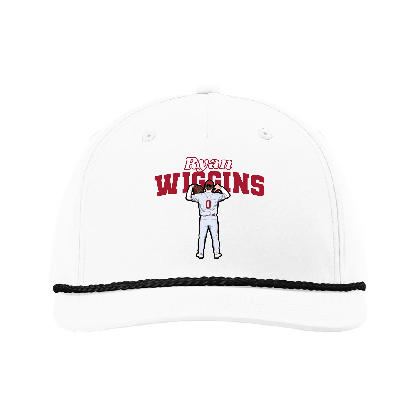 Five-Panel Classic Rope Cap — Name Arch in White