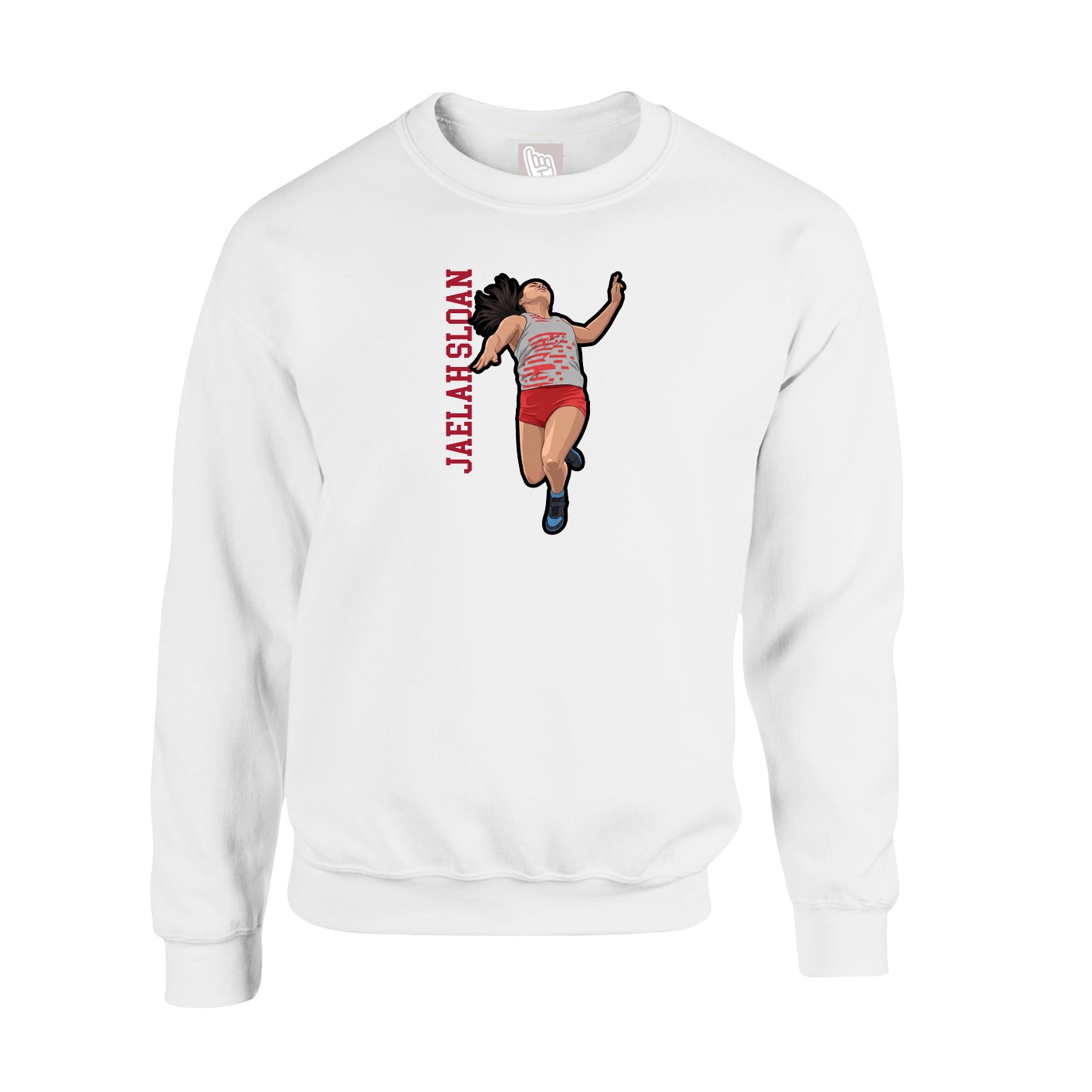 Fleece Crew — Name Vertical in White