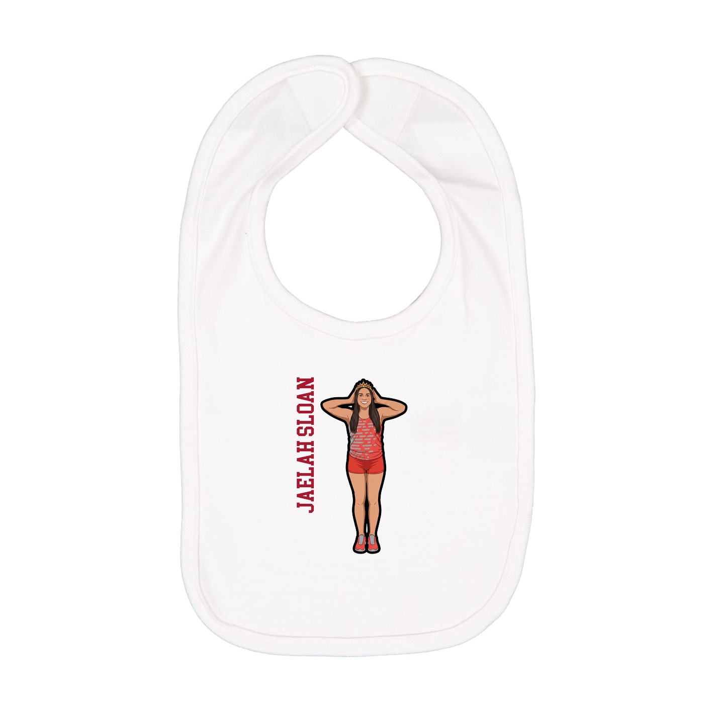 Infant Bib — Name Vertical in White