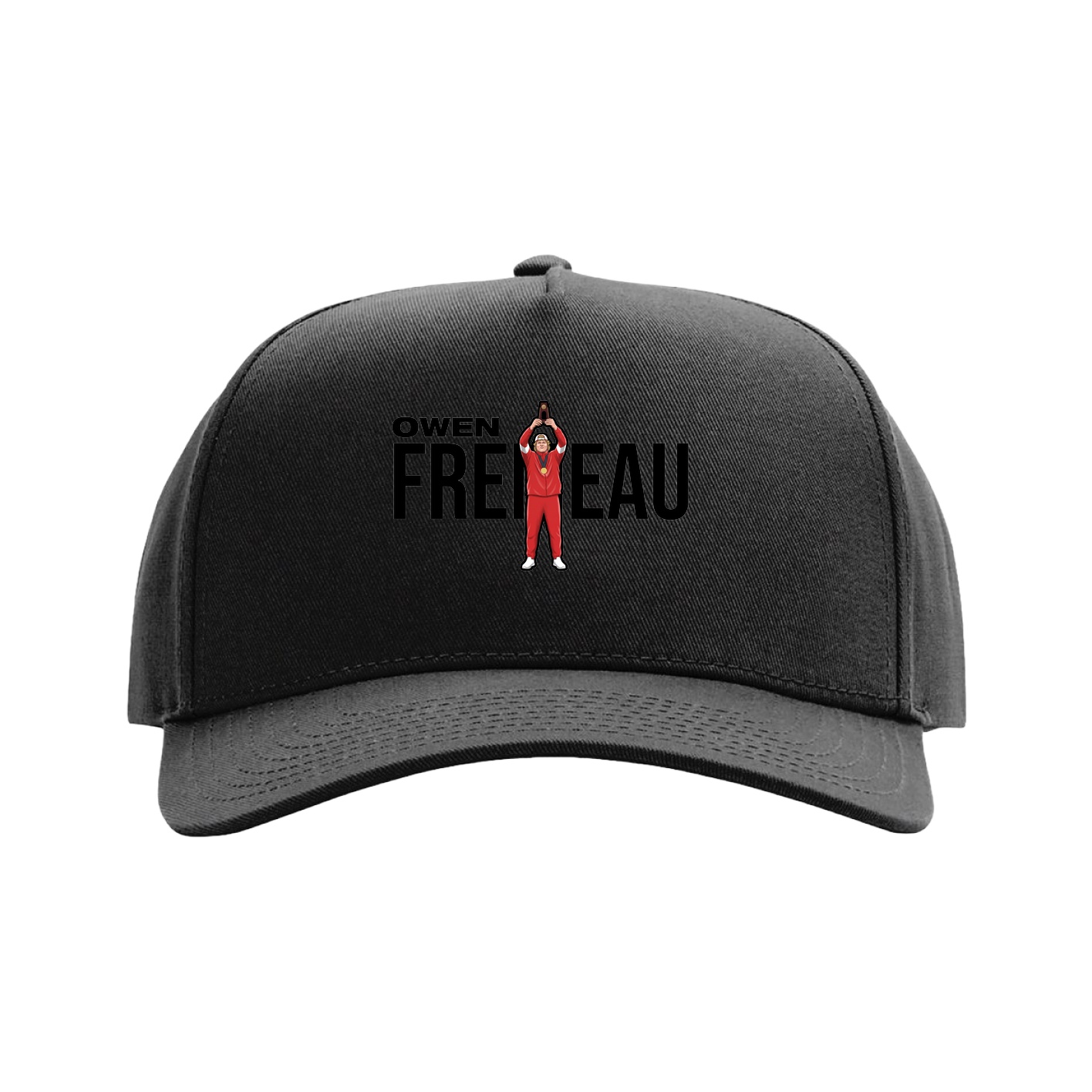 Full Fabric Five-Panel Champ Cap — Player Name in Black