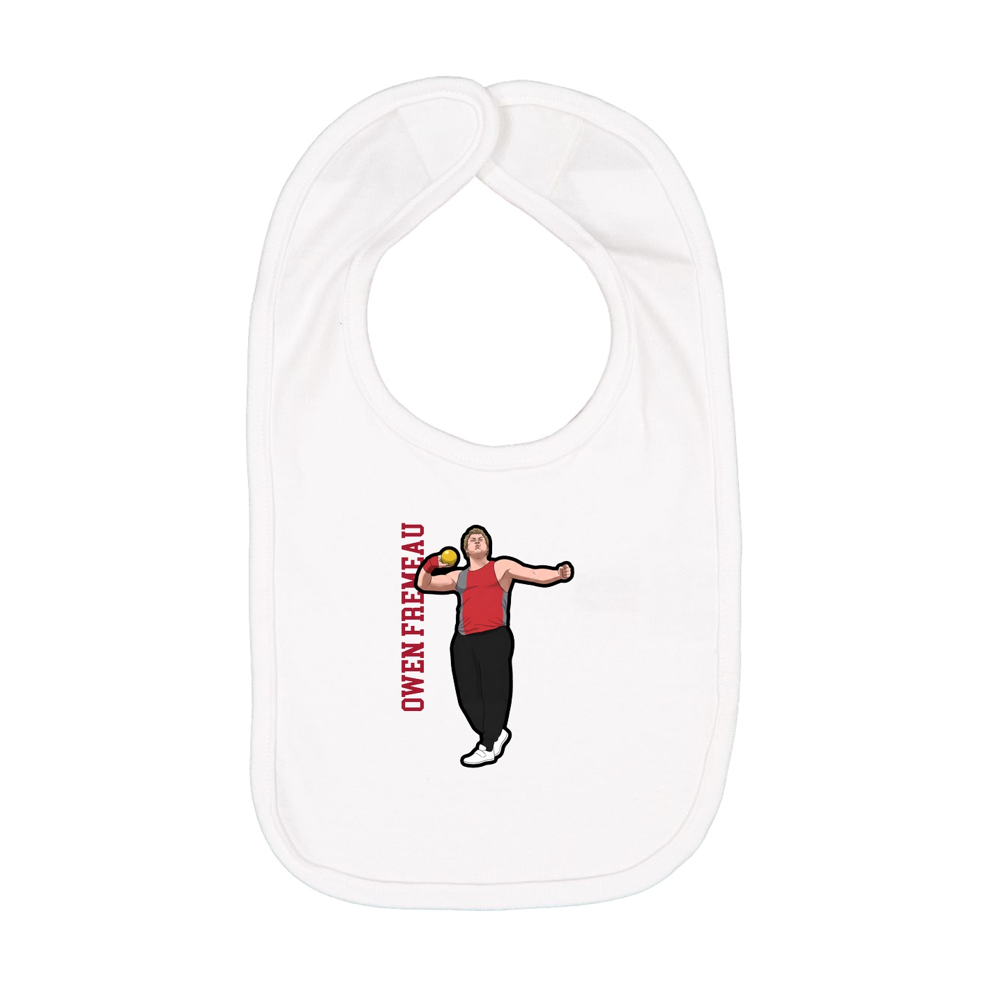 Infant Bib — Name Vertical in White