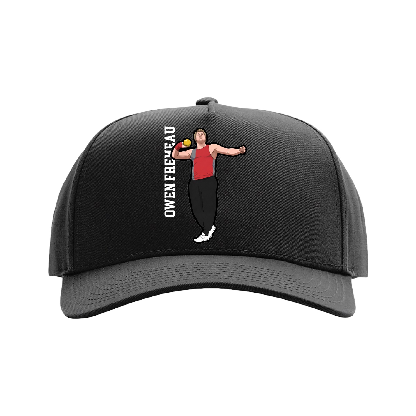 Full Fabric Five-Panel Champ Cap — Name Vertical in Black