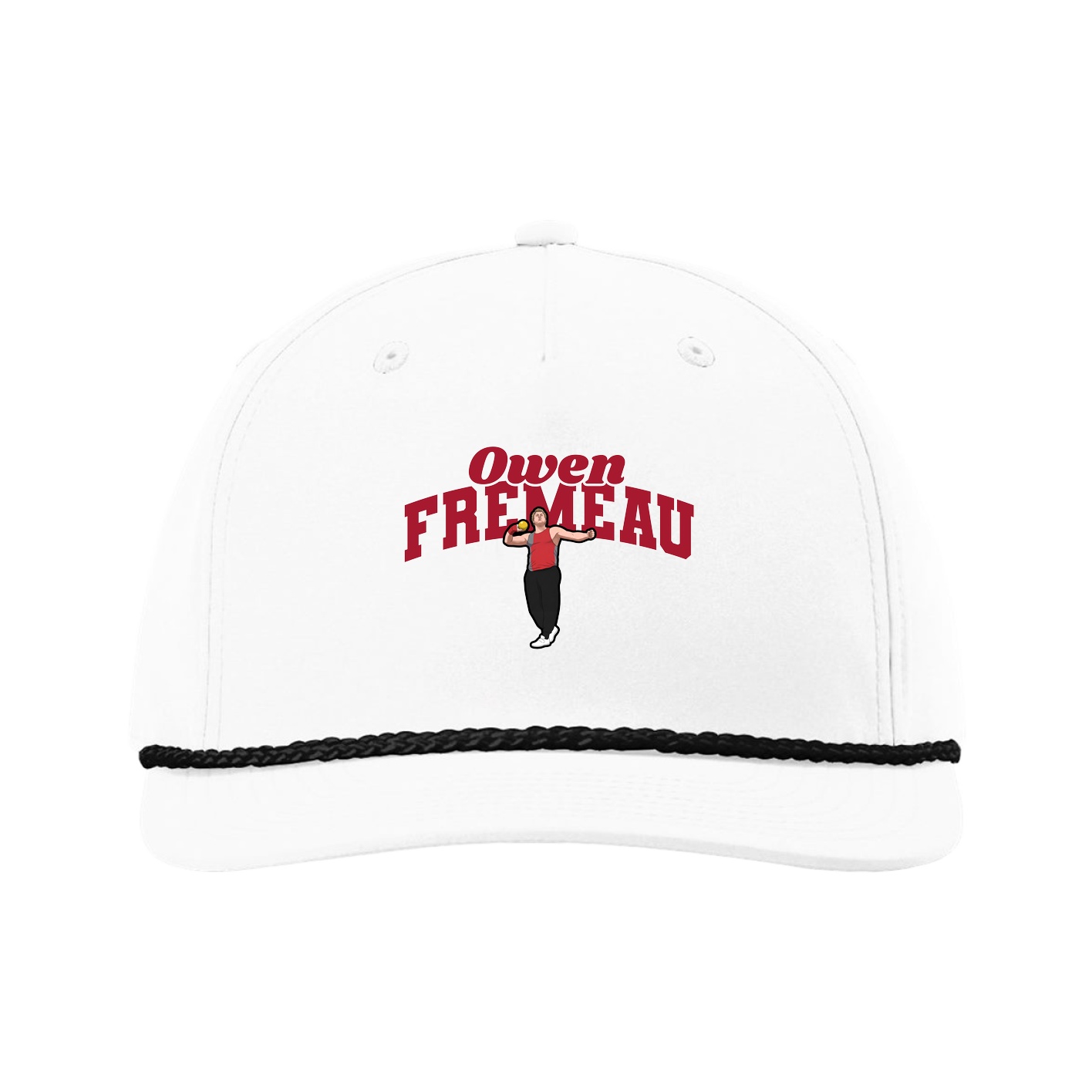 Five-Panel Classic Rope Cap — Signature Arch in White