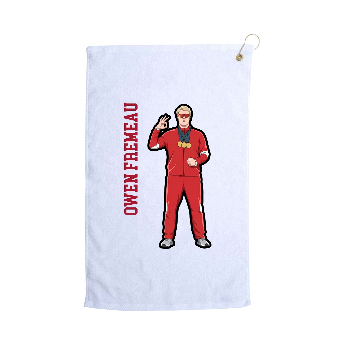 Golf Towel — Name Vertical in White