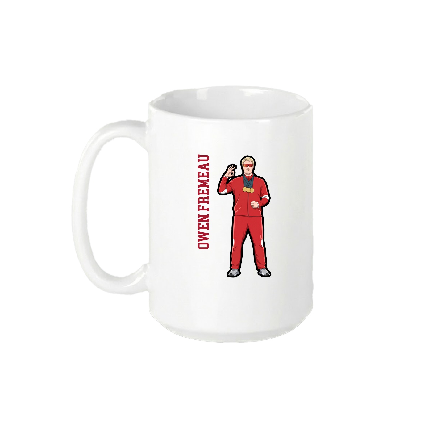 15oz Coffee Mug — Name Vertical in White