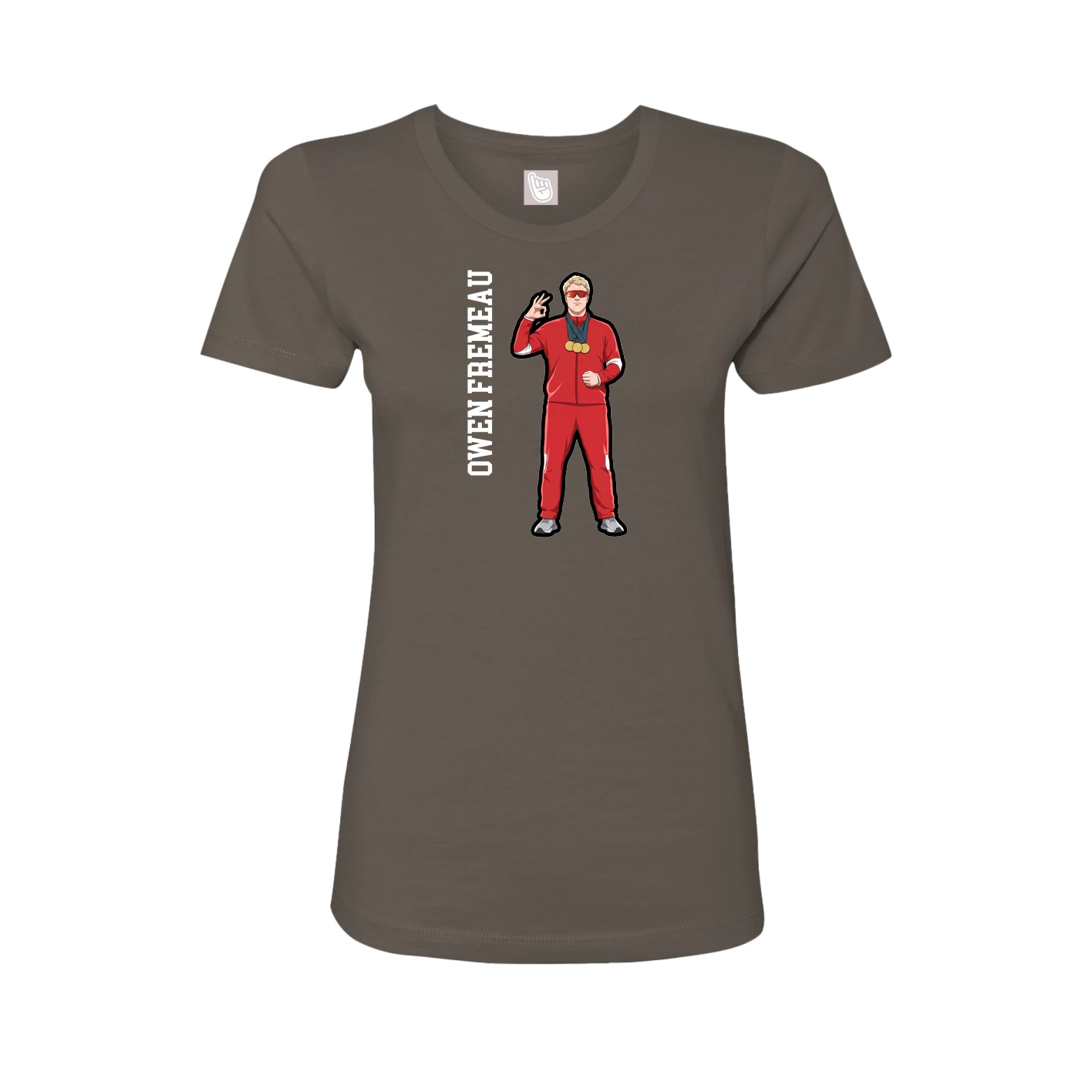 Womens Tee — Name Vertical in Grey