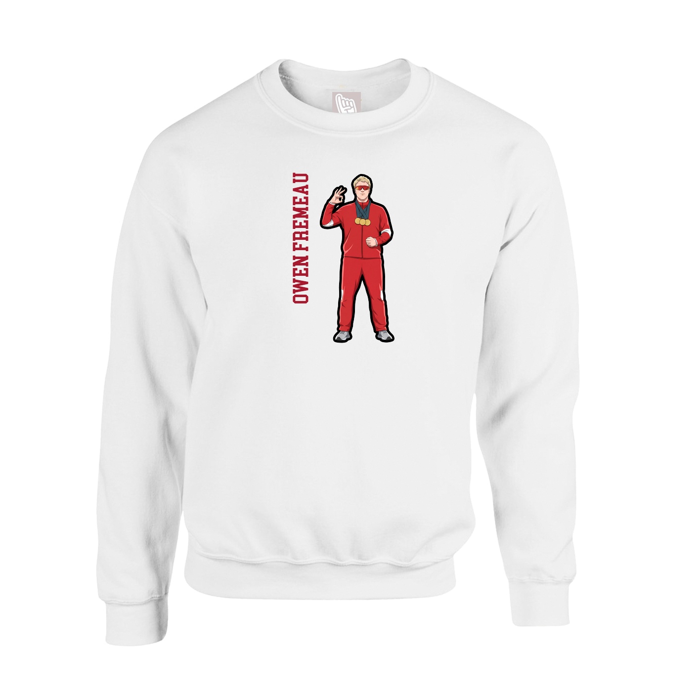 Fleece Crew — Name Vertical in White