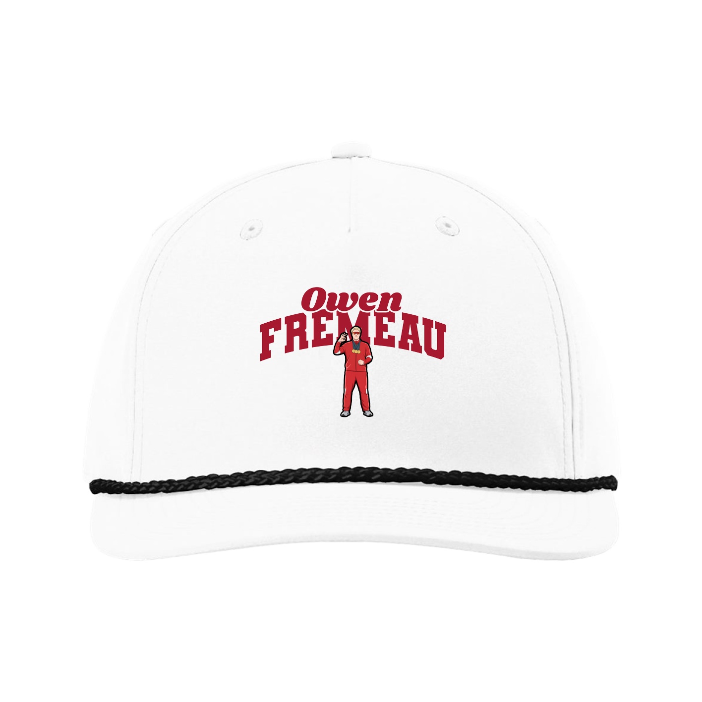 Five-Panel Classic Rope Cap — Signature Arch in White