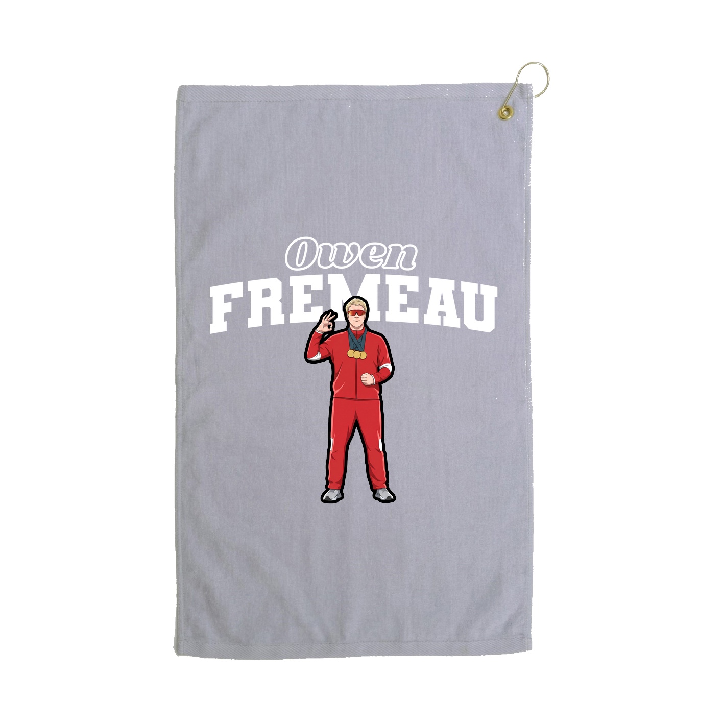 Golf Towel — Name Arch in Grey