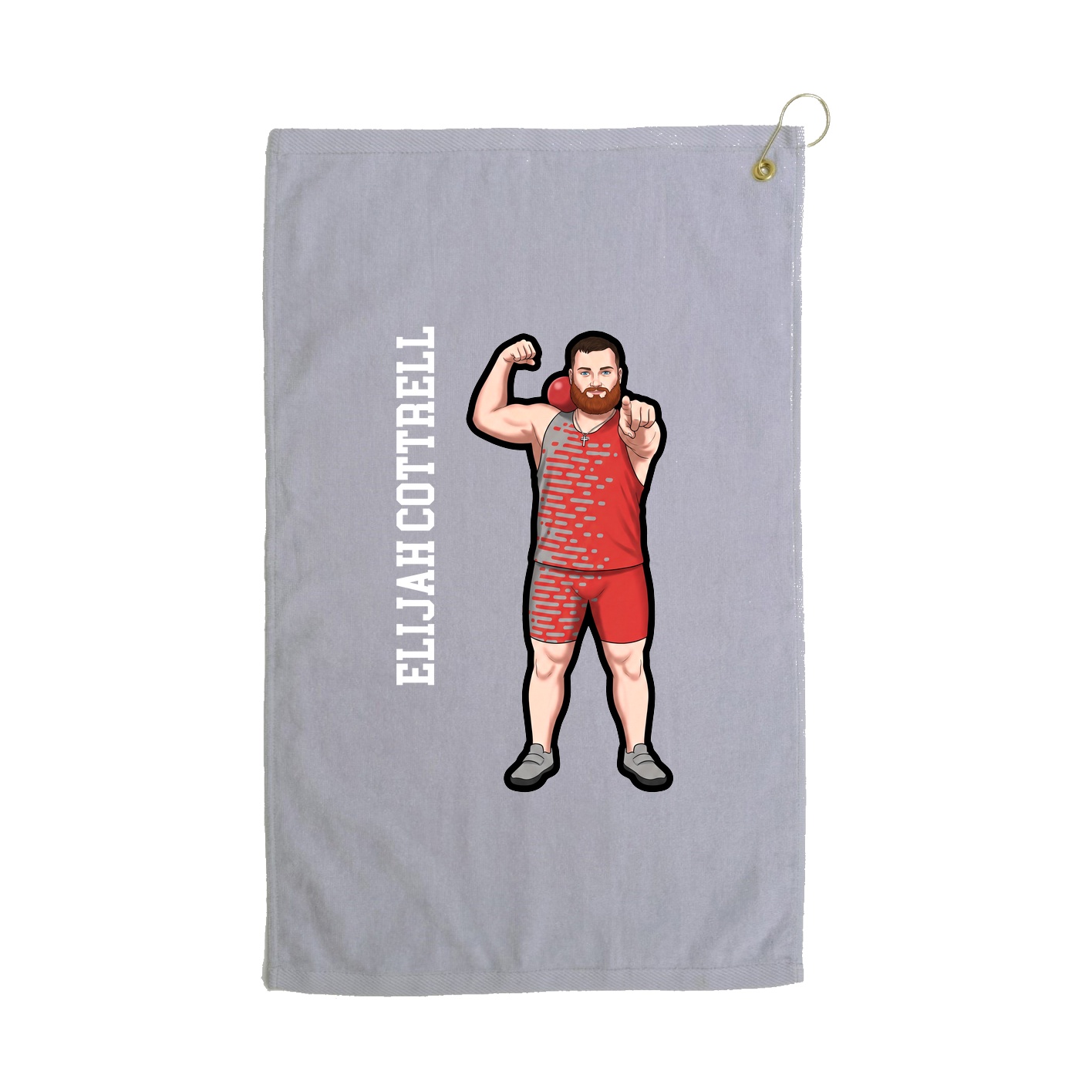 Golf Towel — Name Vertical in Grey