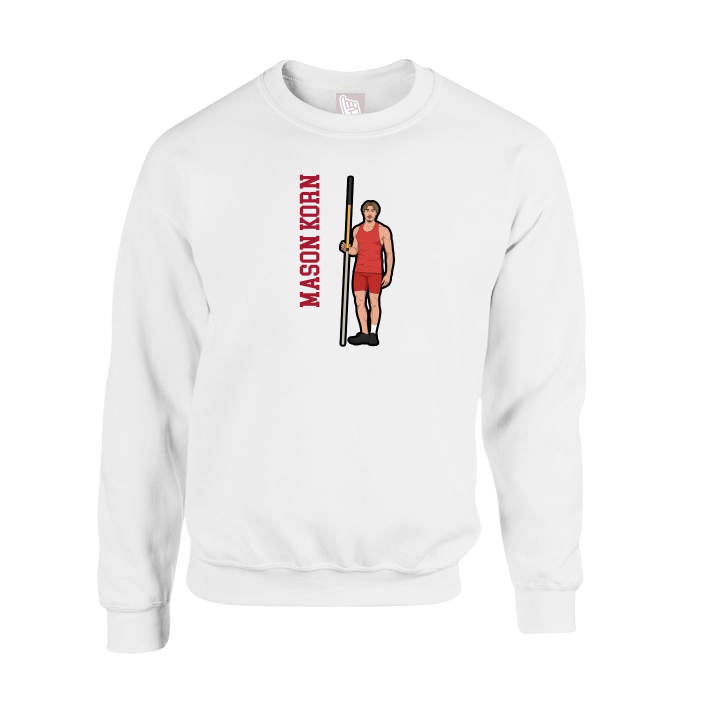 Fleece Crew — Name Vertical in White