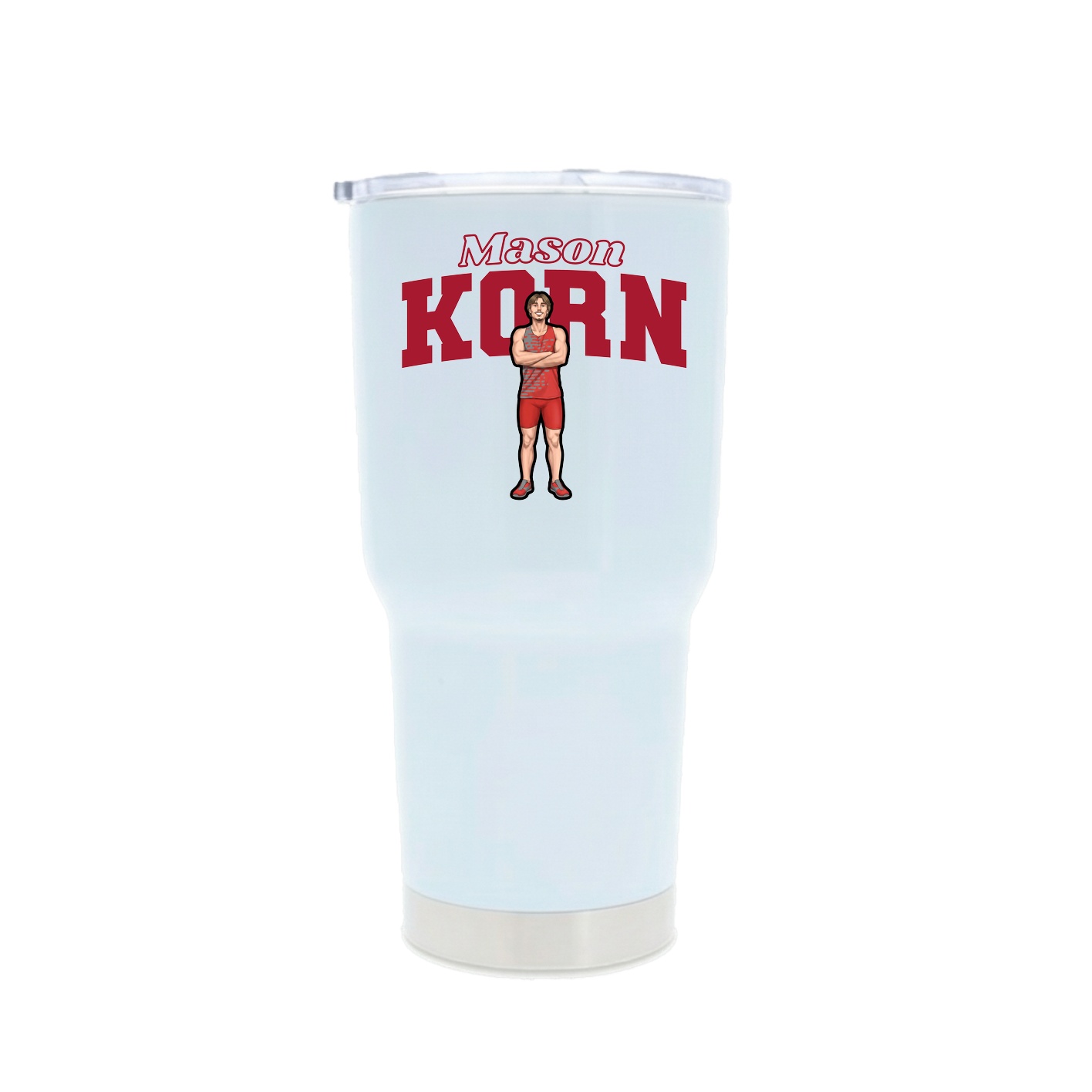 30oz Stainless Steel Tumbler — Name Arch in White
