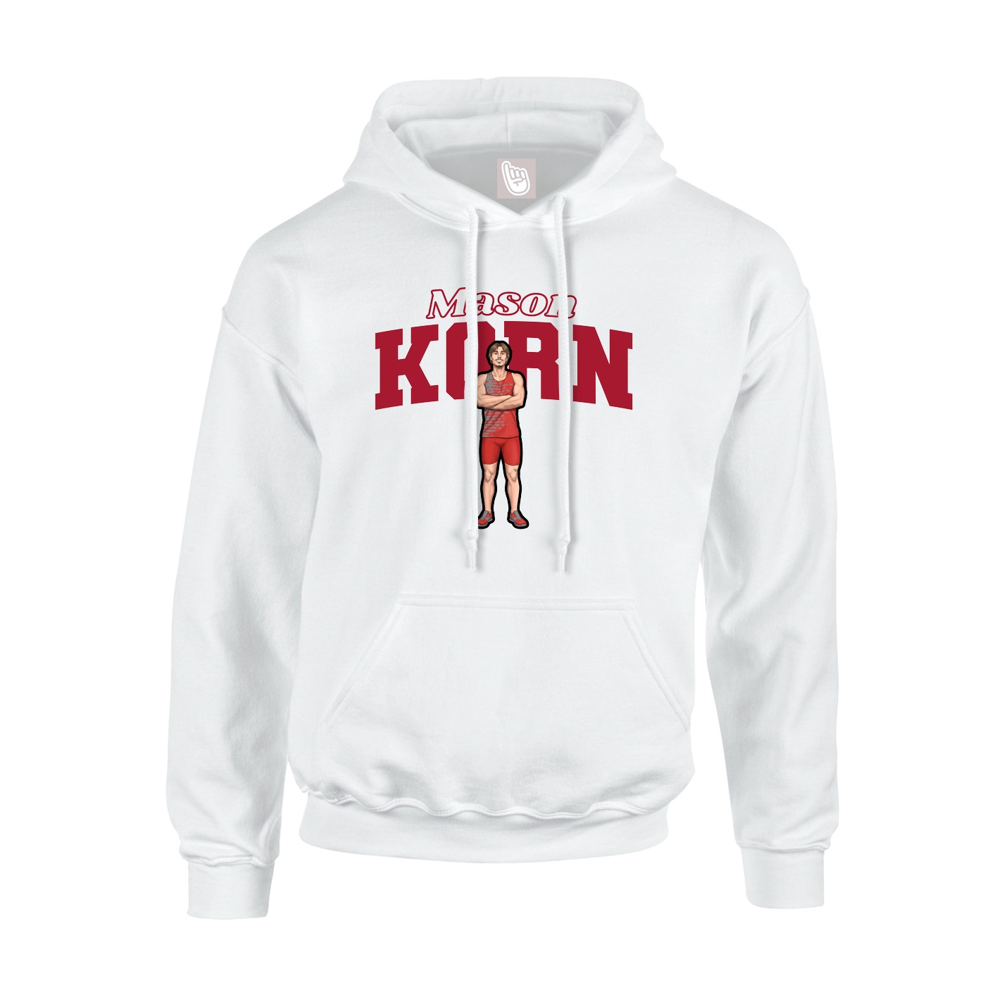 Youth Hoodie — Name Arch in White
