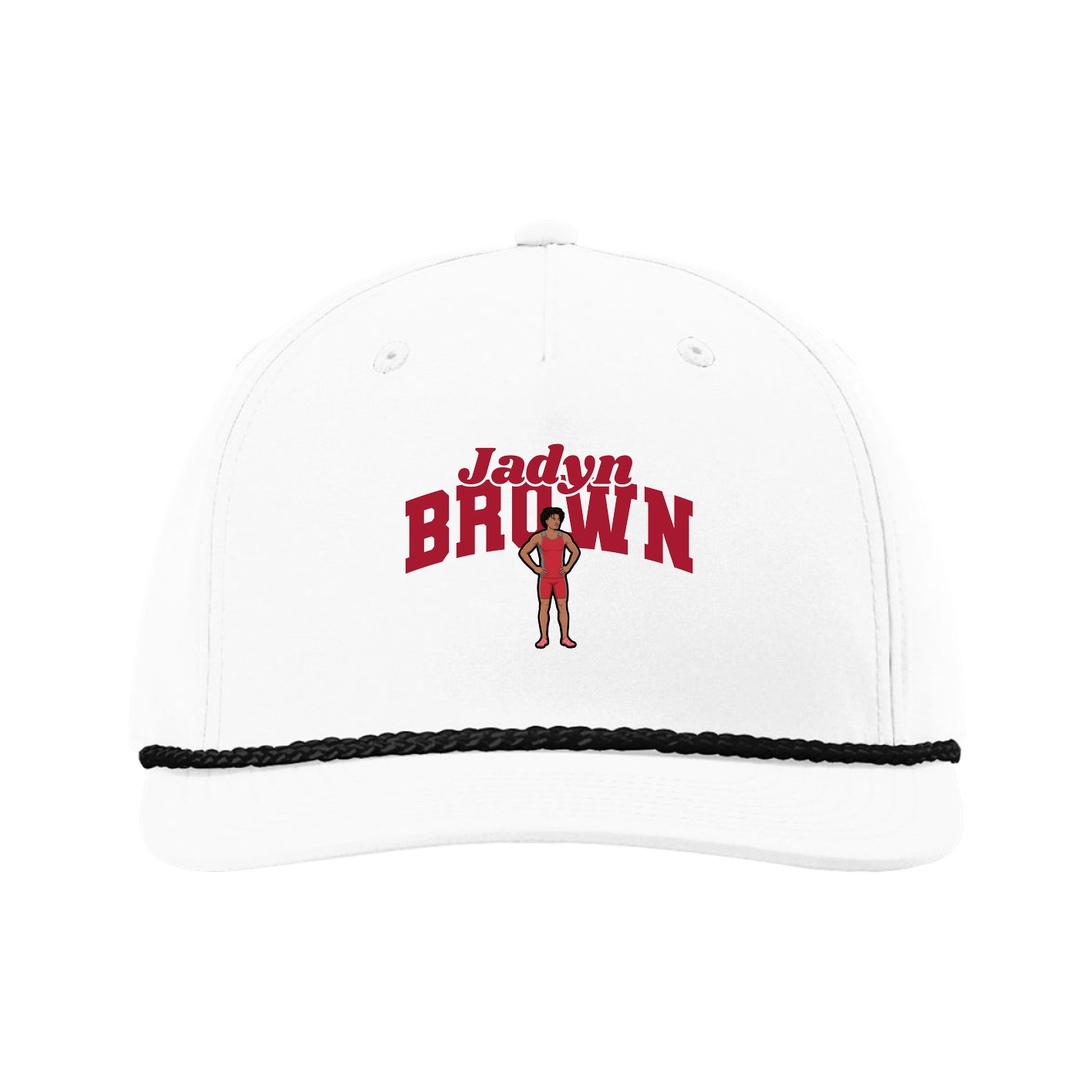 Five-Panel Classic Rope Cap — Signature Arch in White