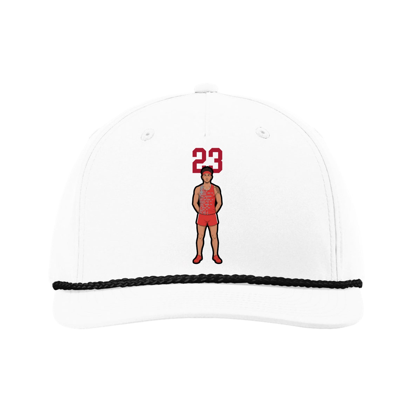 Five-Panel Classic Rope Cap — Number Top in White