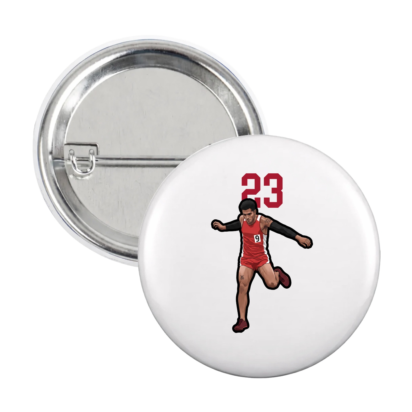 Game Day Button — Number Top in White