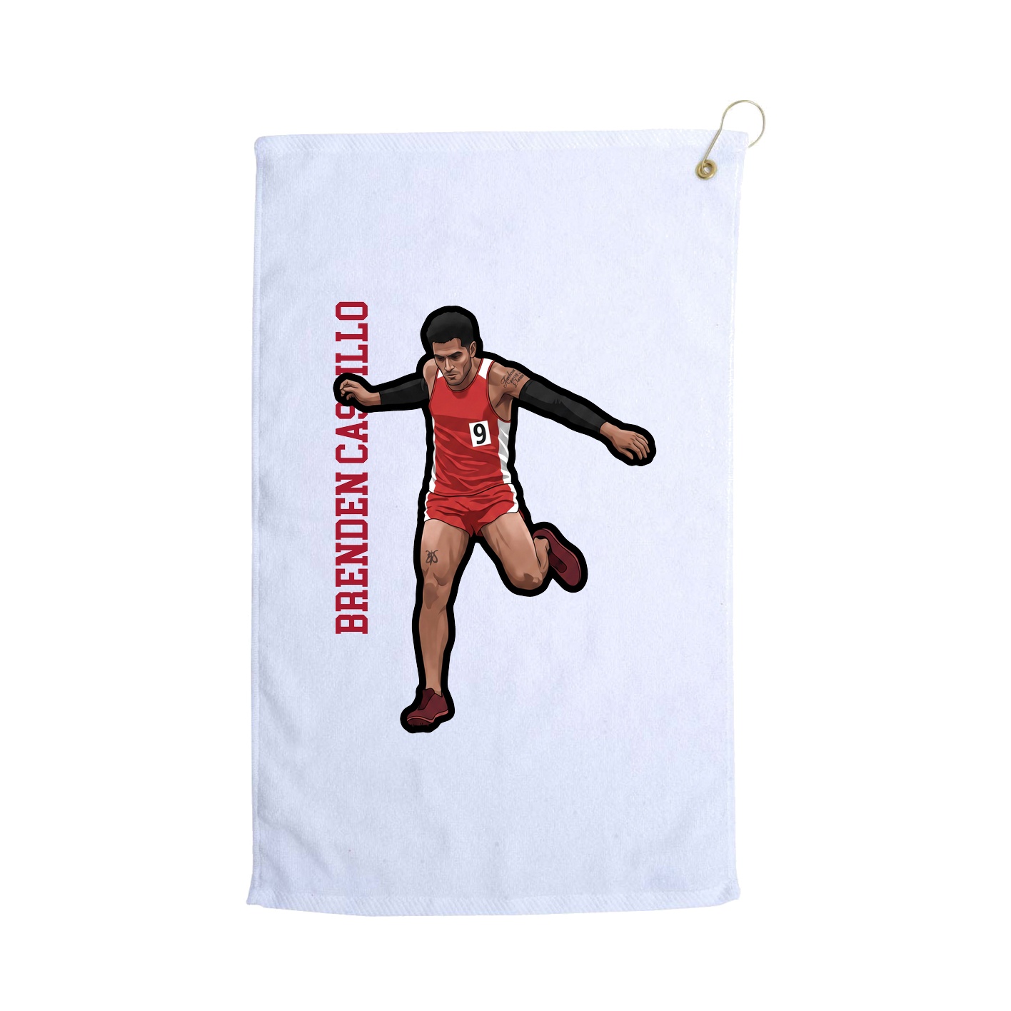 Golf Towel — Name Vertical in White