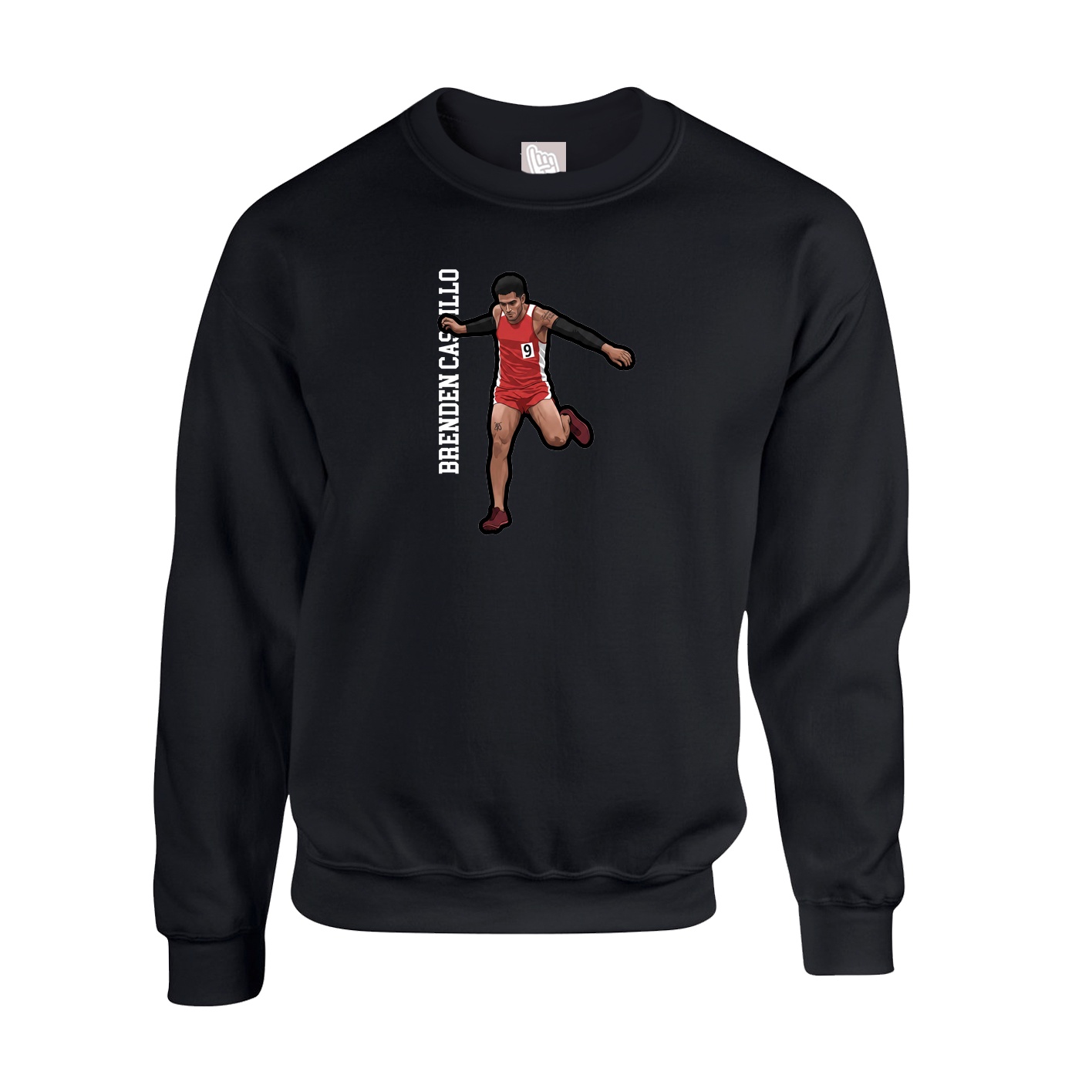 Fleece Crew — Name Vertical in Black
