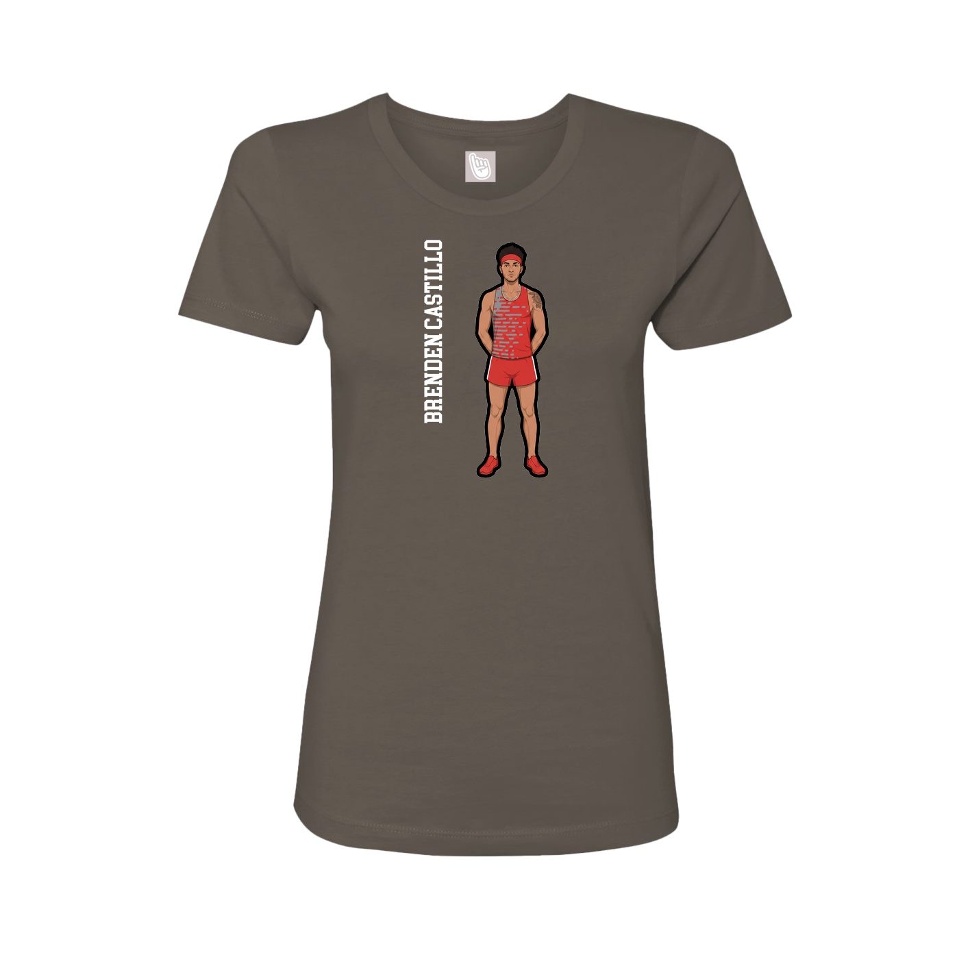 Fitted Women's Tee — Name Vertical in Grey