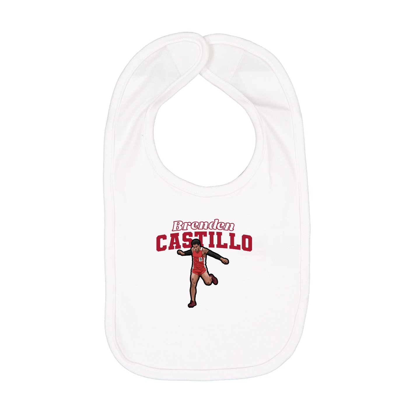 Infant Bib — Name Arch in White