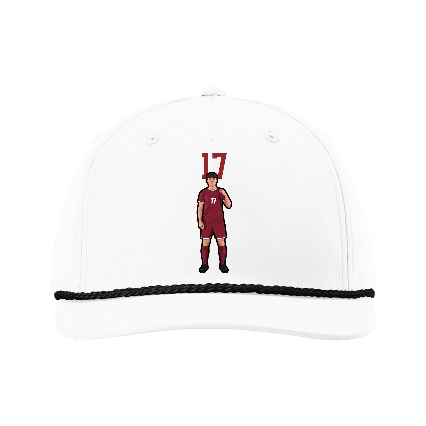 Five-Panel Classic Rope Cap — Number Top in White