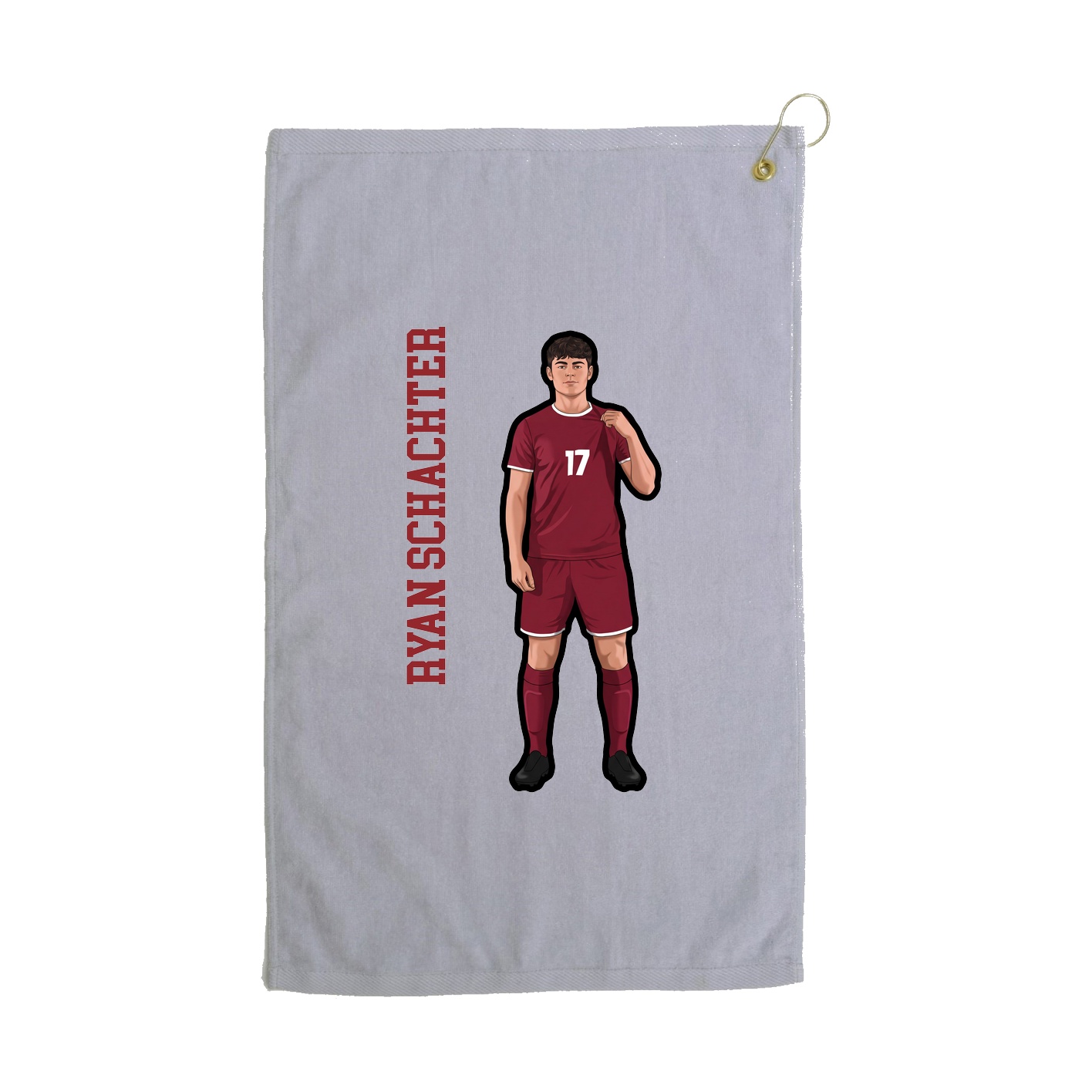 Golf Towel — Name Vertical in Grey