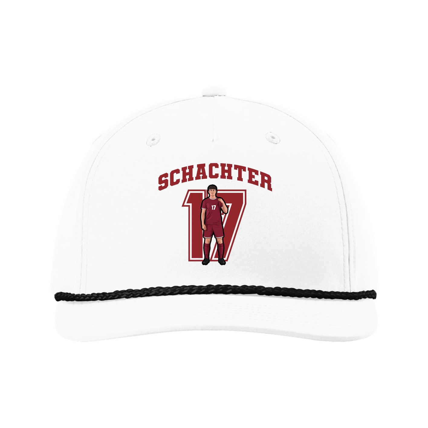 Five-Panel Classic Rope Cap — Number in White