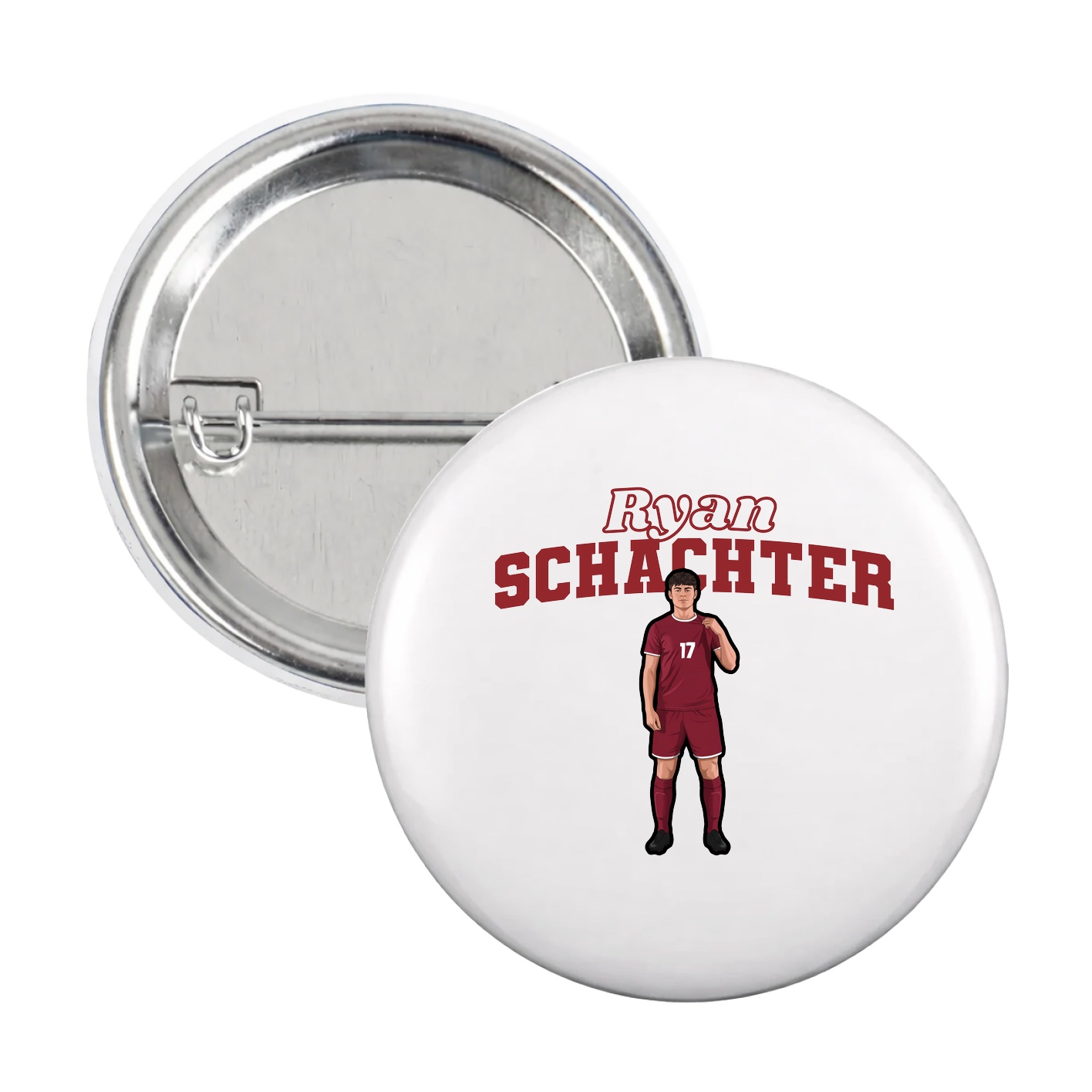 Game Day Button — Name Arch in White