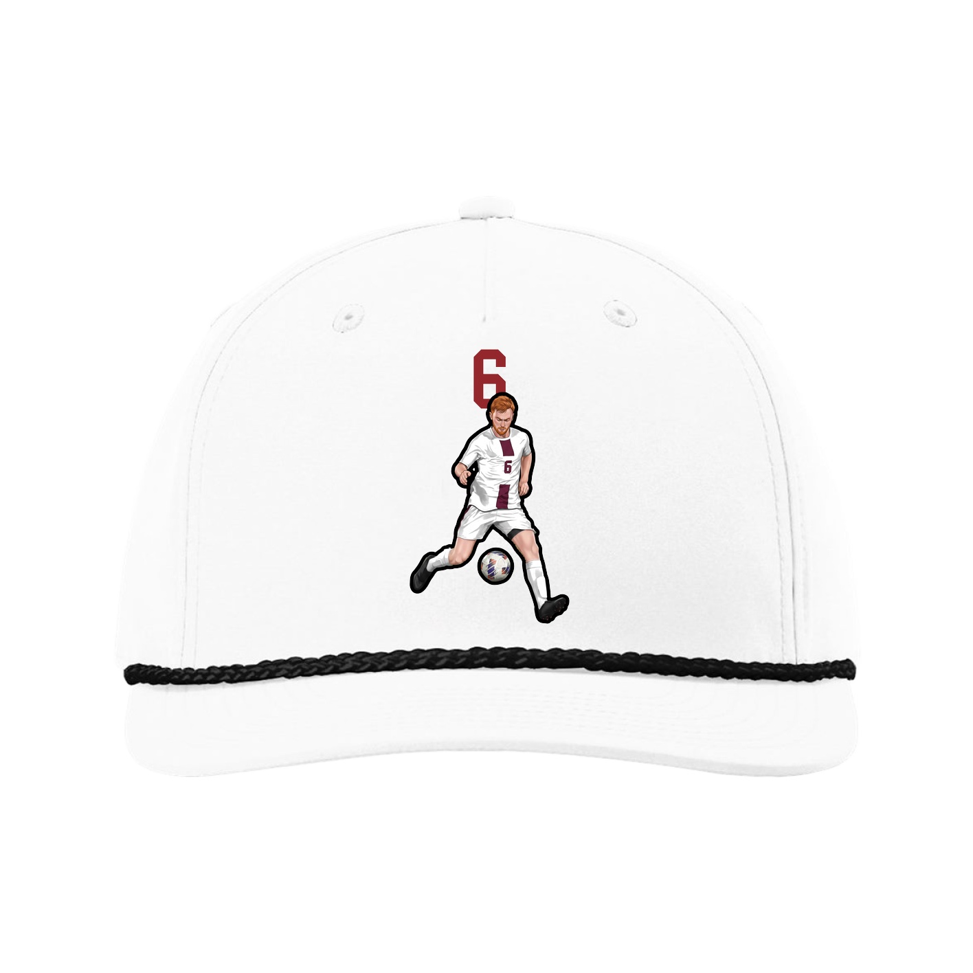 Five-Panel Classic Rope Cap — Number Top in White