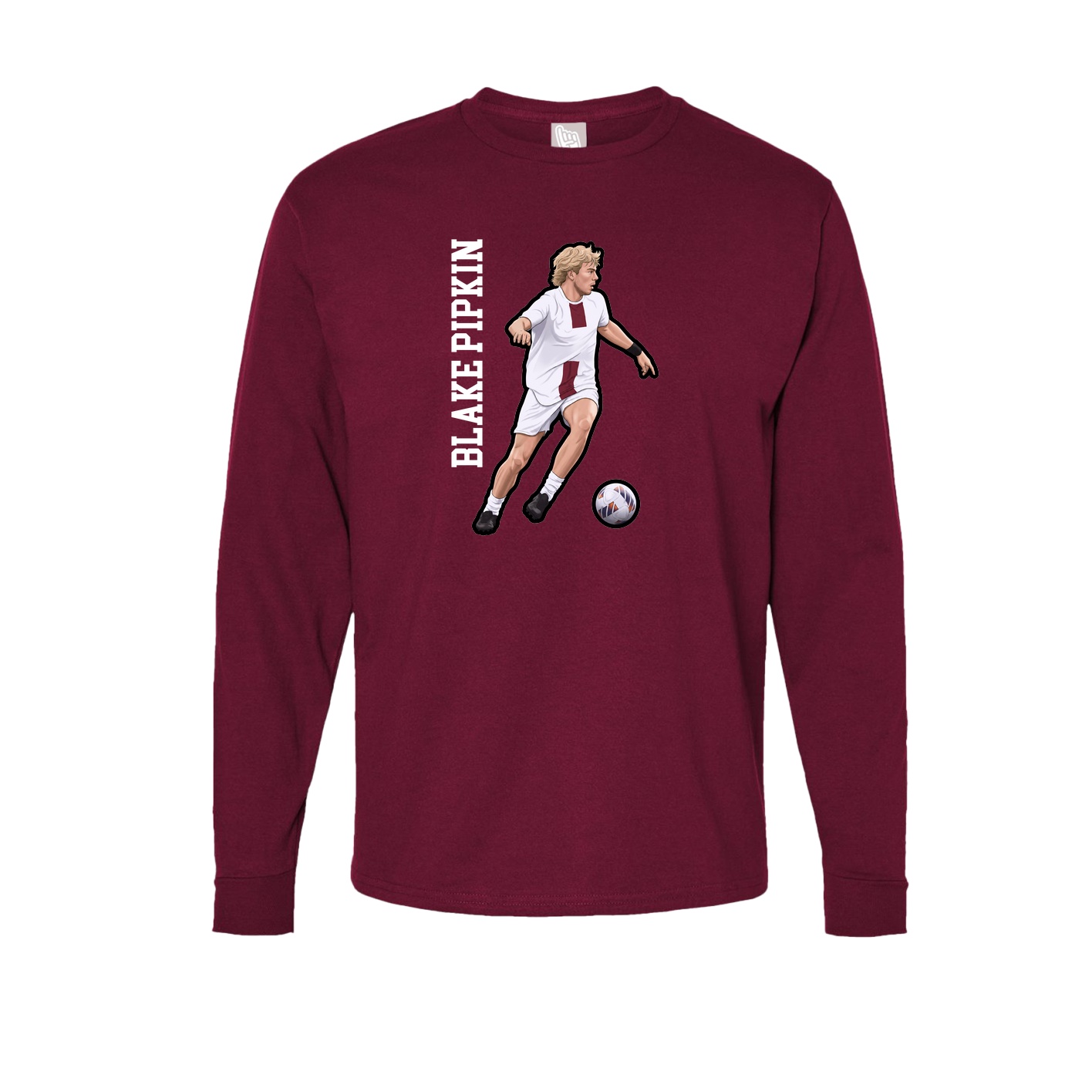 Long Sleeve Tee — Name Vertical in Cardinal