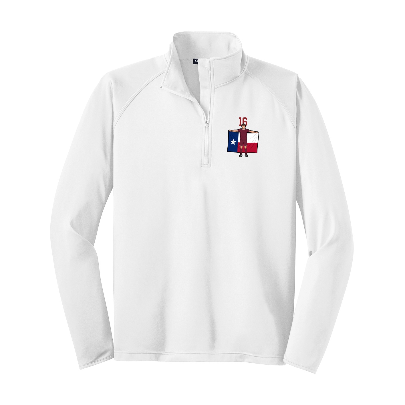 Q-Zip Pullover — Number Top in White
