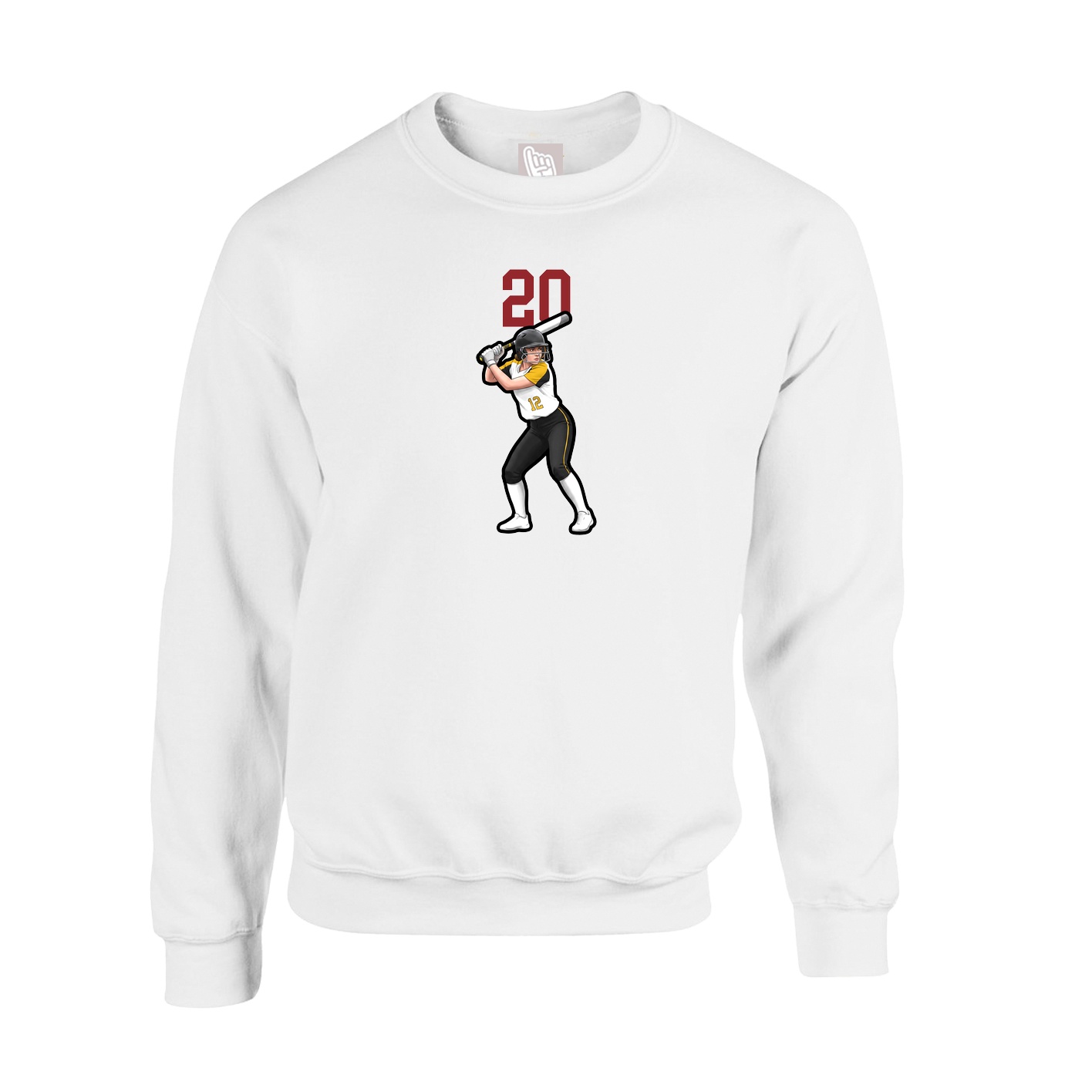 Fleece Crew — Number Top in White