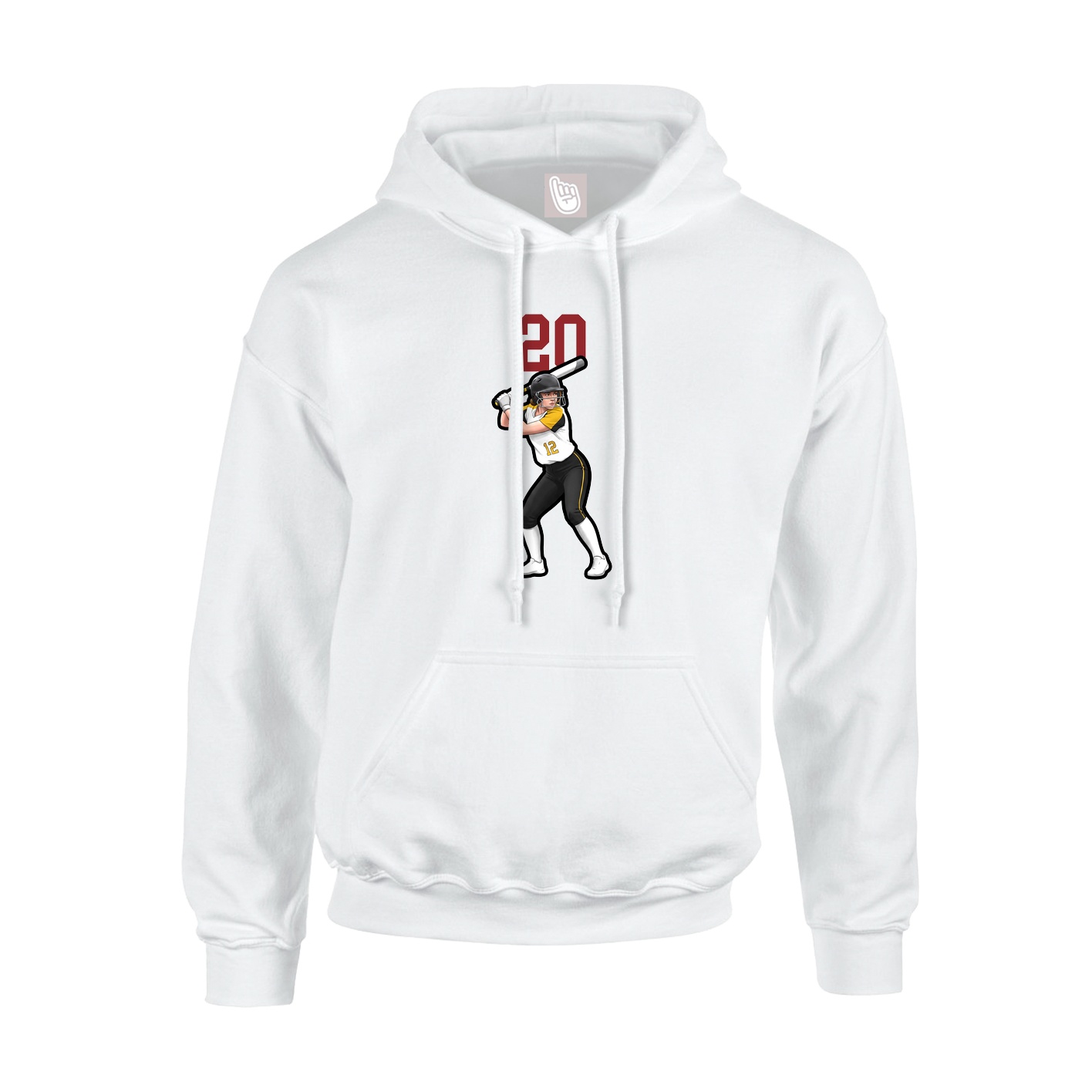 Youth Hoodie — Number Top in White