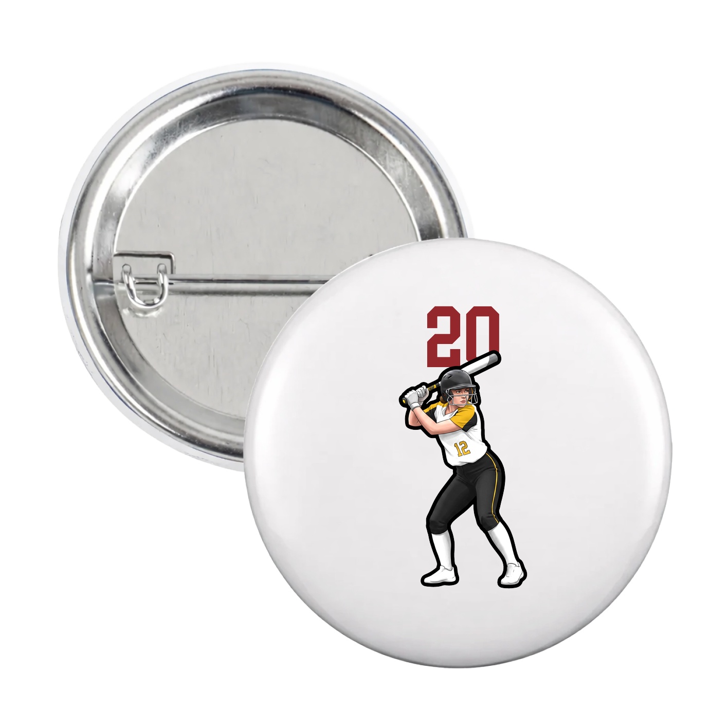 Game Day Button — Number Top in White