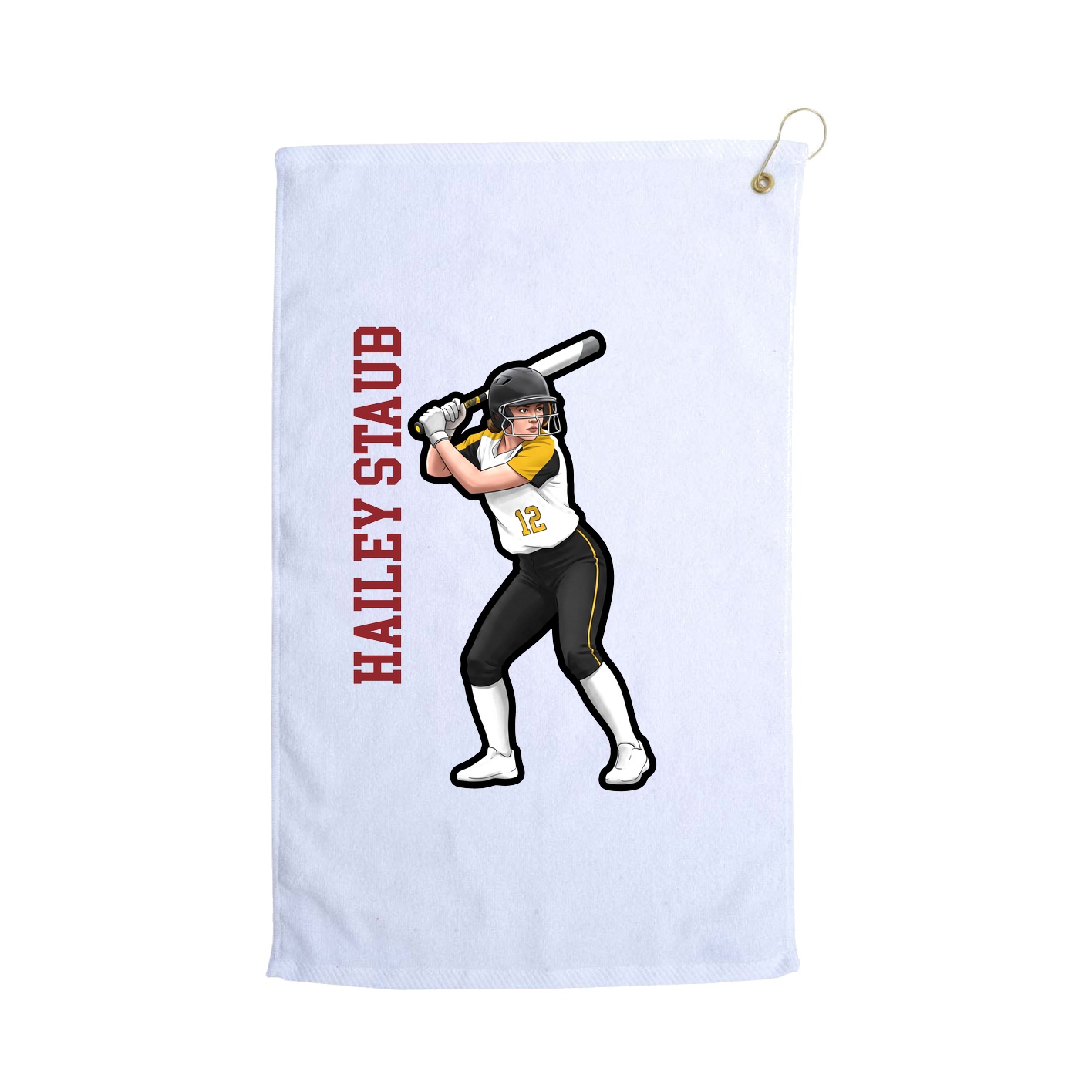 Golf Towel — Name Vertical in White